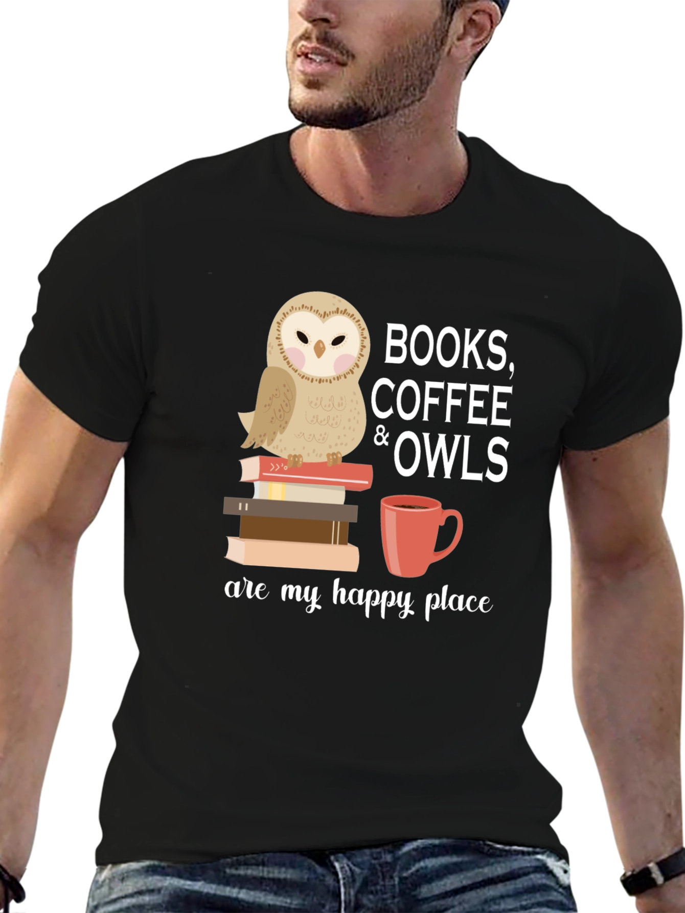 Books Coffee Owls T-Shirt - Happy Place