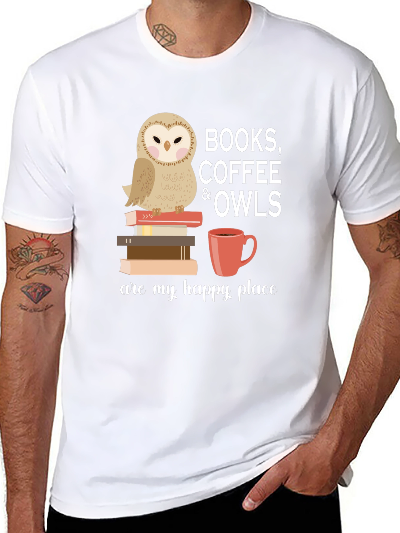 Books Coffee Owls T-Shirt - Happy Place