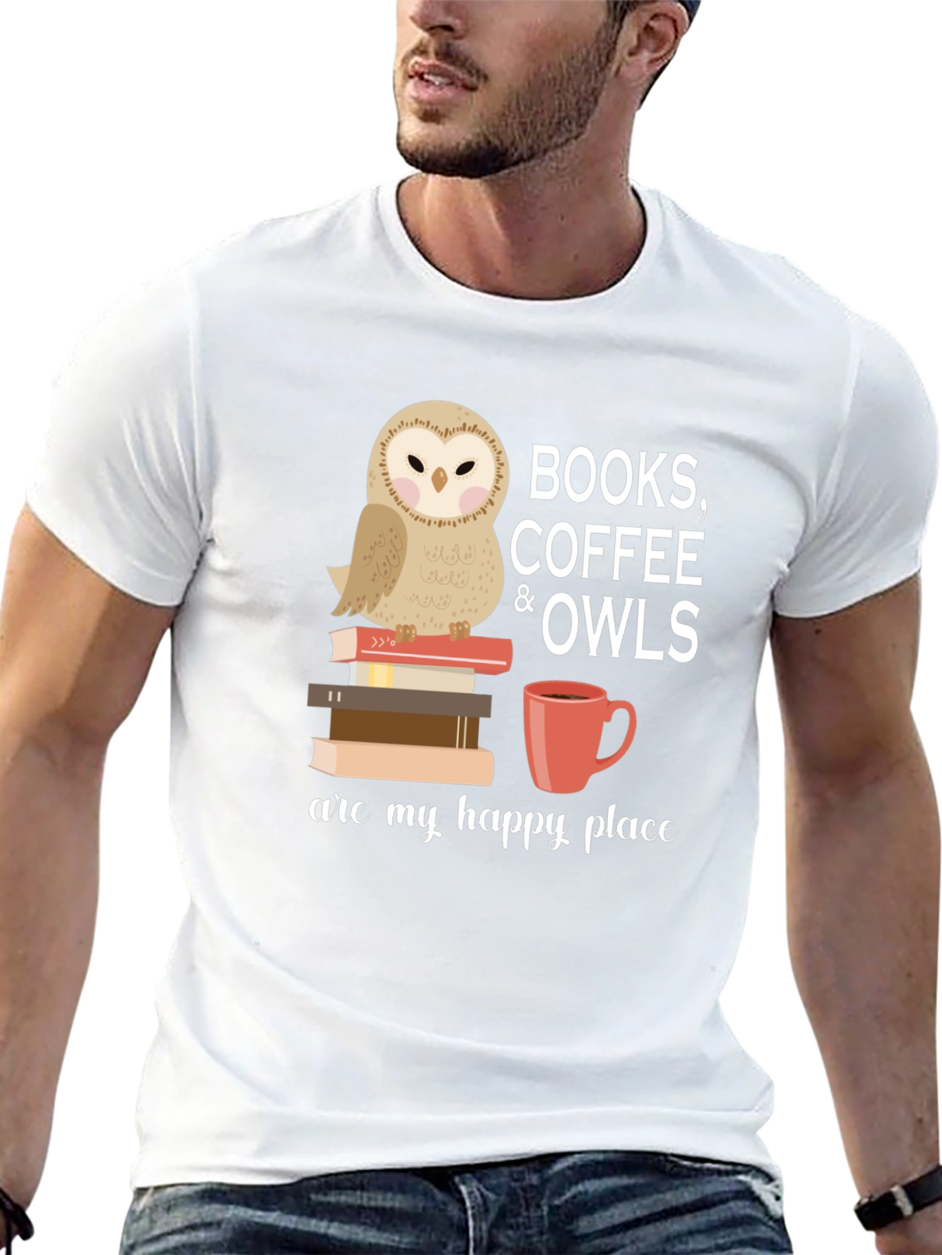Books Coffee Owls T-Shirt - Happy Place
