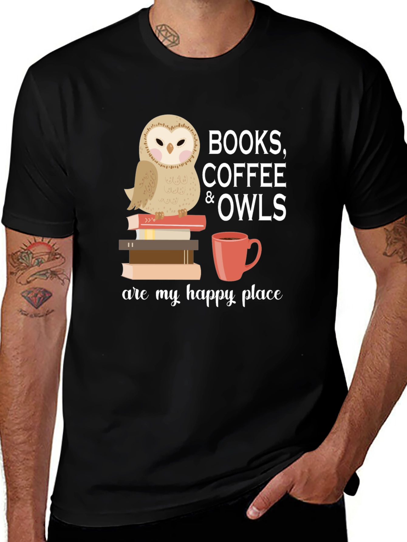 Books Coffee Owls T-Shirt - Happy Place