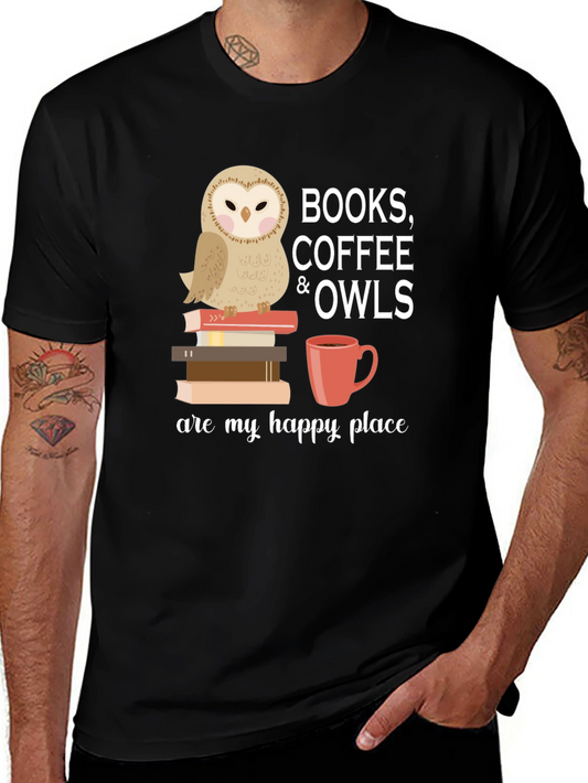 Books Coffee Owls T-Shirt - Happy Place