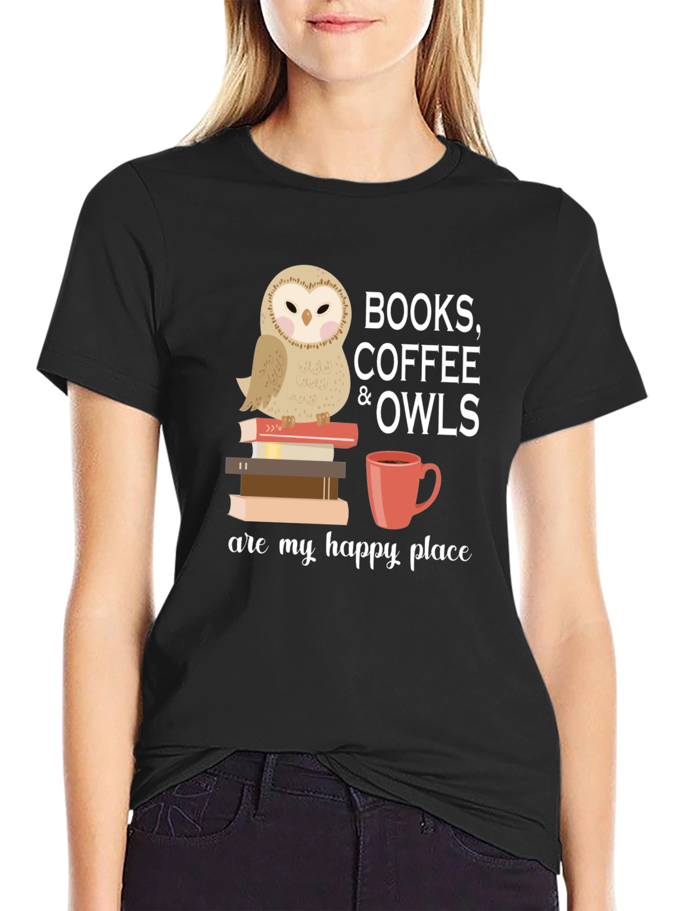 Books Coffee Owls T-Shirt - Happy Place
