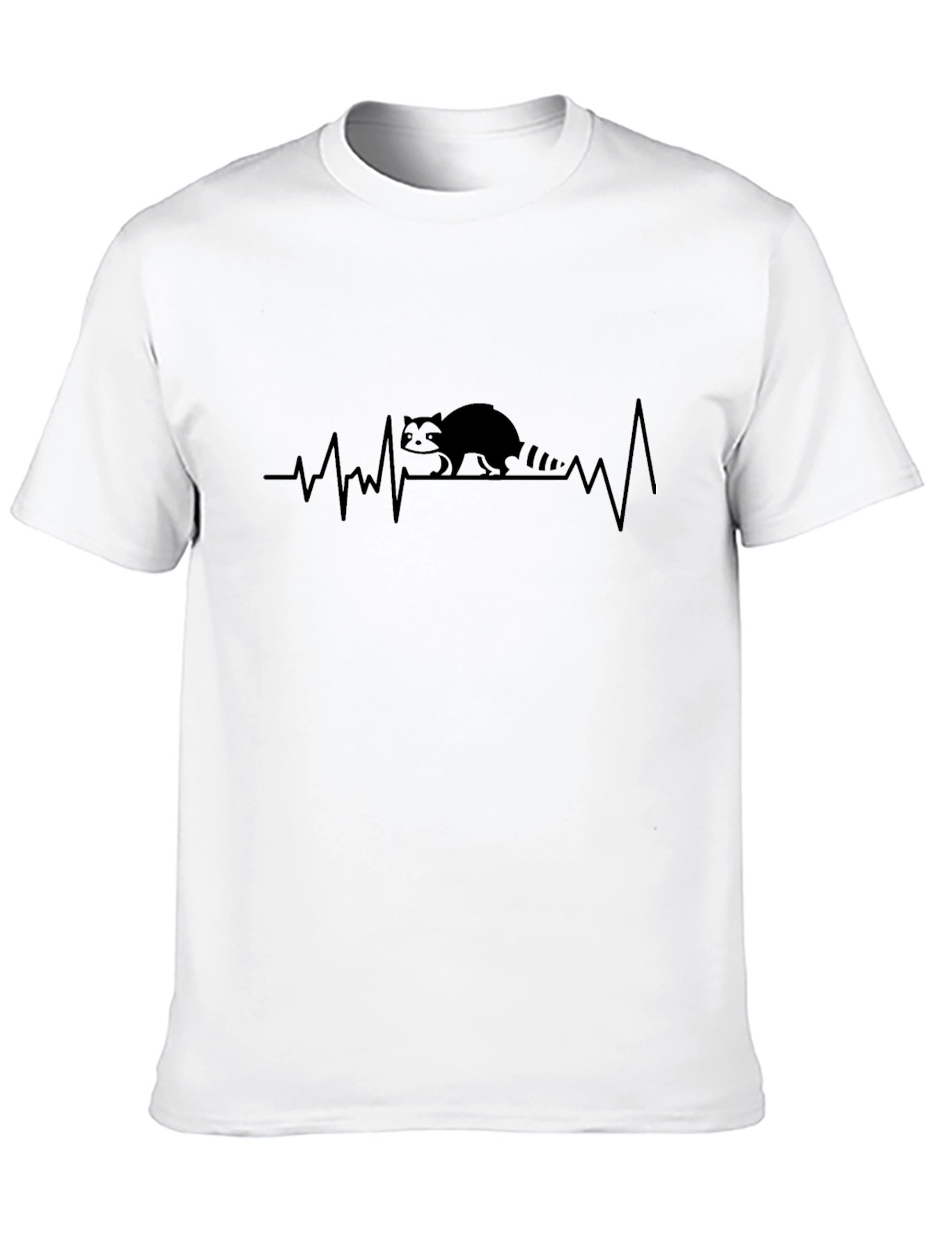 Raccoon Heartbeat Graphic Black T-Shirt