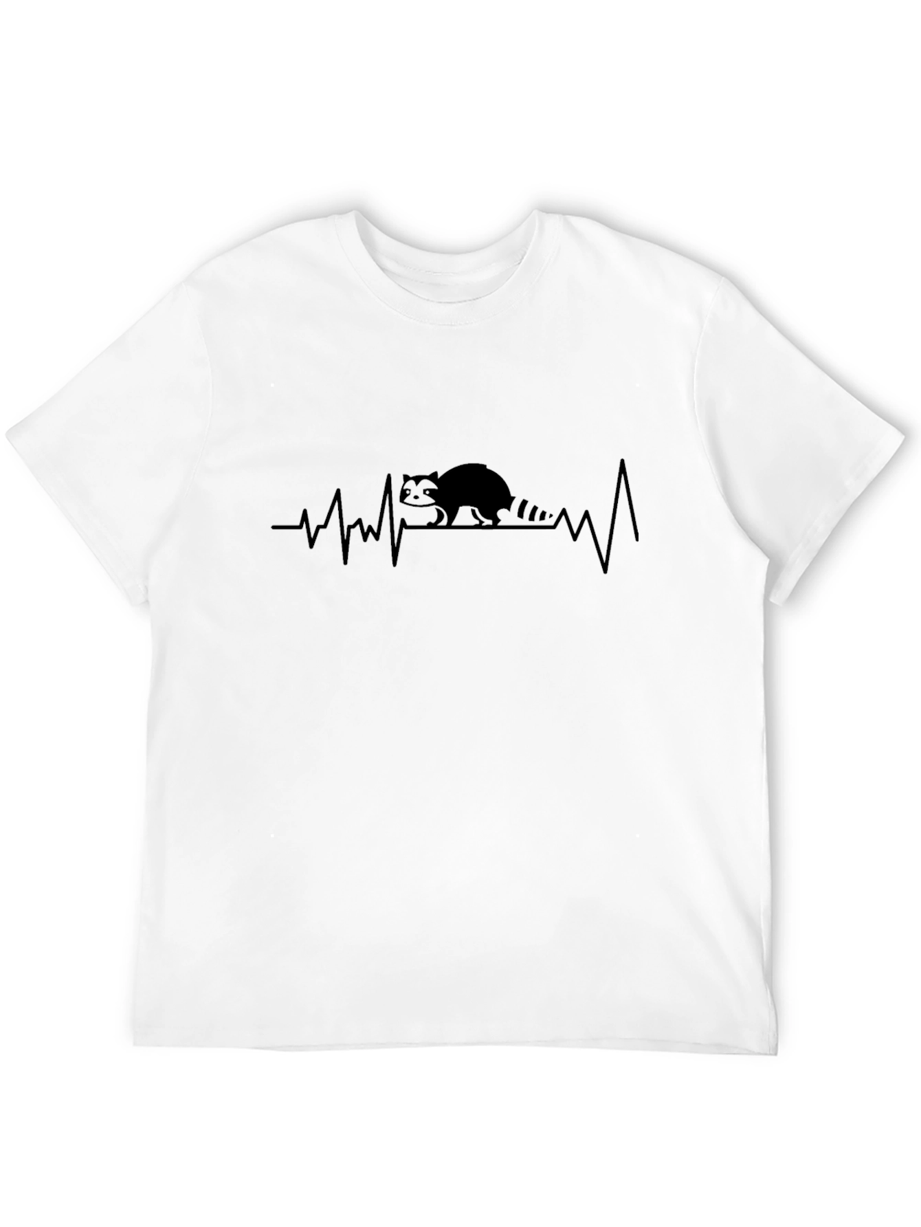 Raccoon Heartbeat Graphic Black T-Shirt