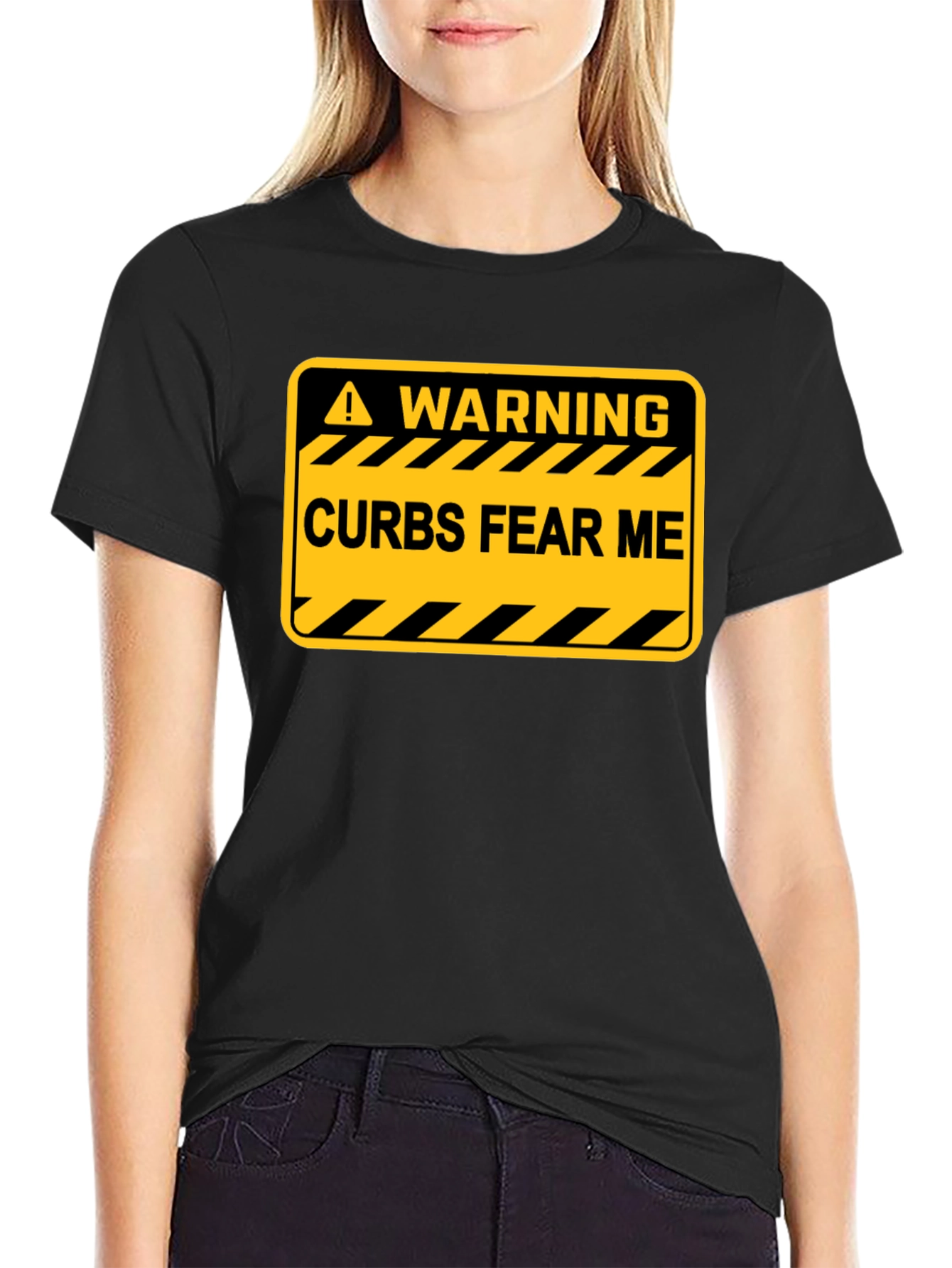 Warning: Curbs Fear Me Black T-Shirt