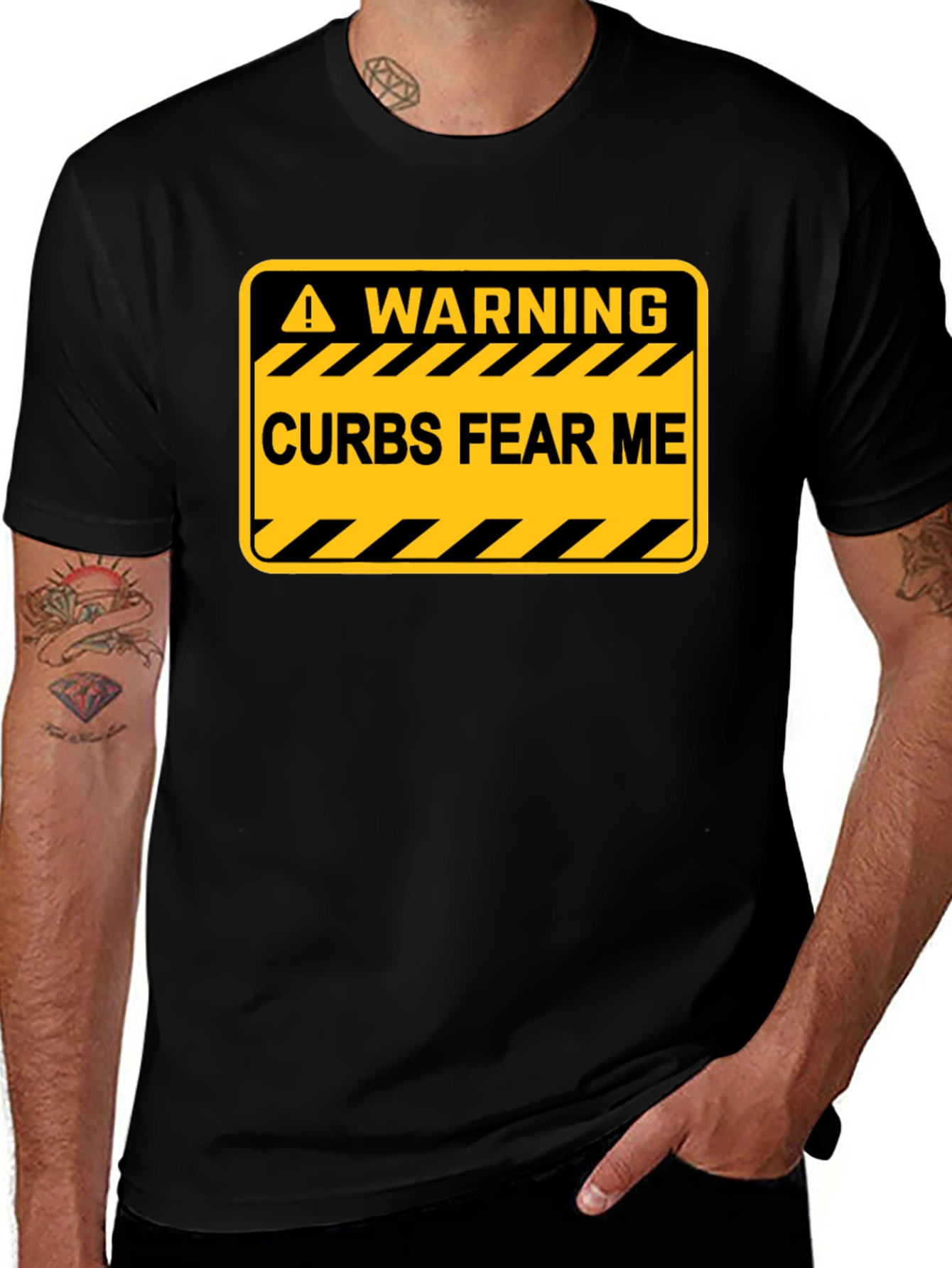 Warning: Curbs Fear Me Black T-Shirt