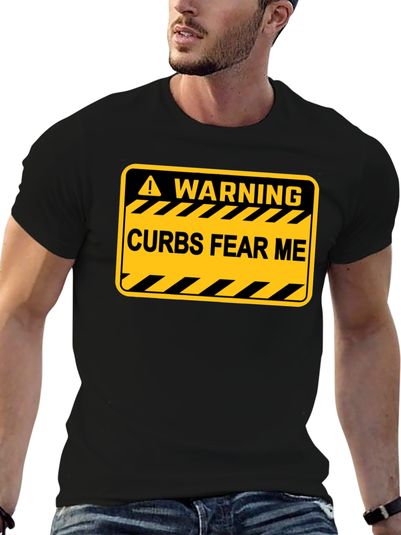 Warning: Curbs Fear Me Black T-Shirt