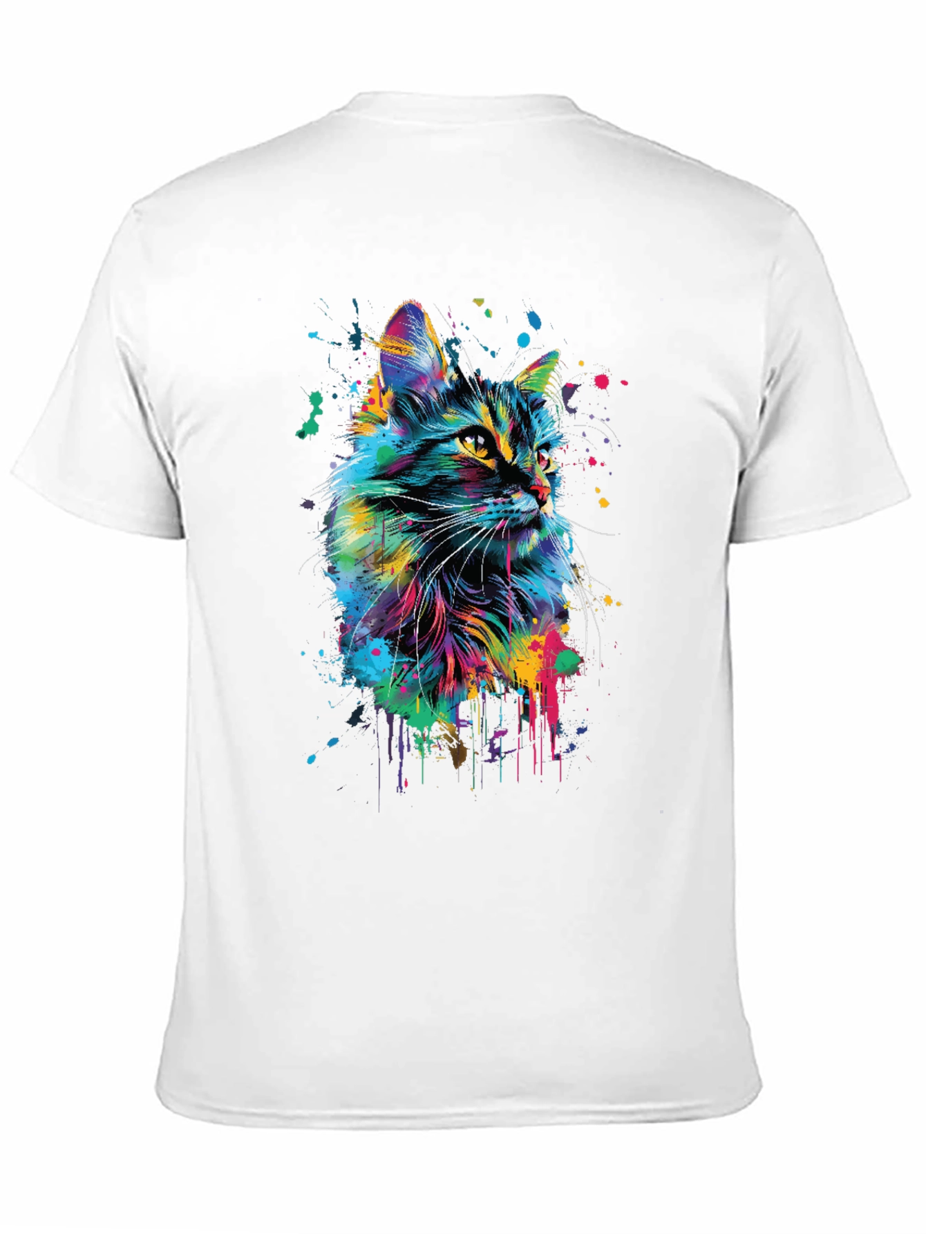 Vibrant Cat Art Black T-Shirt