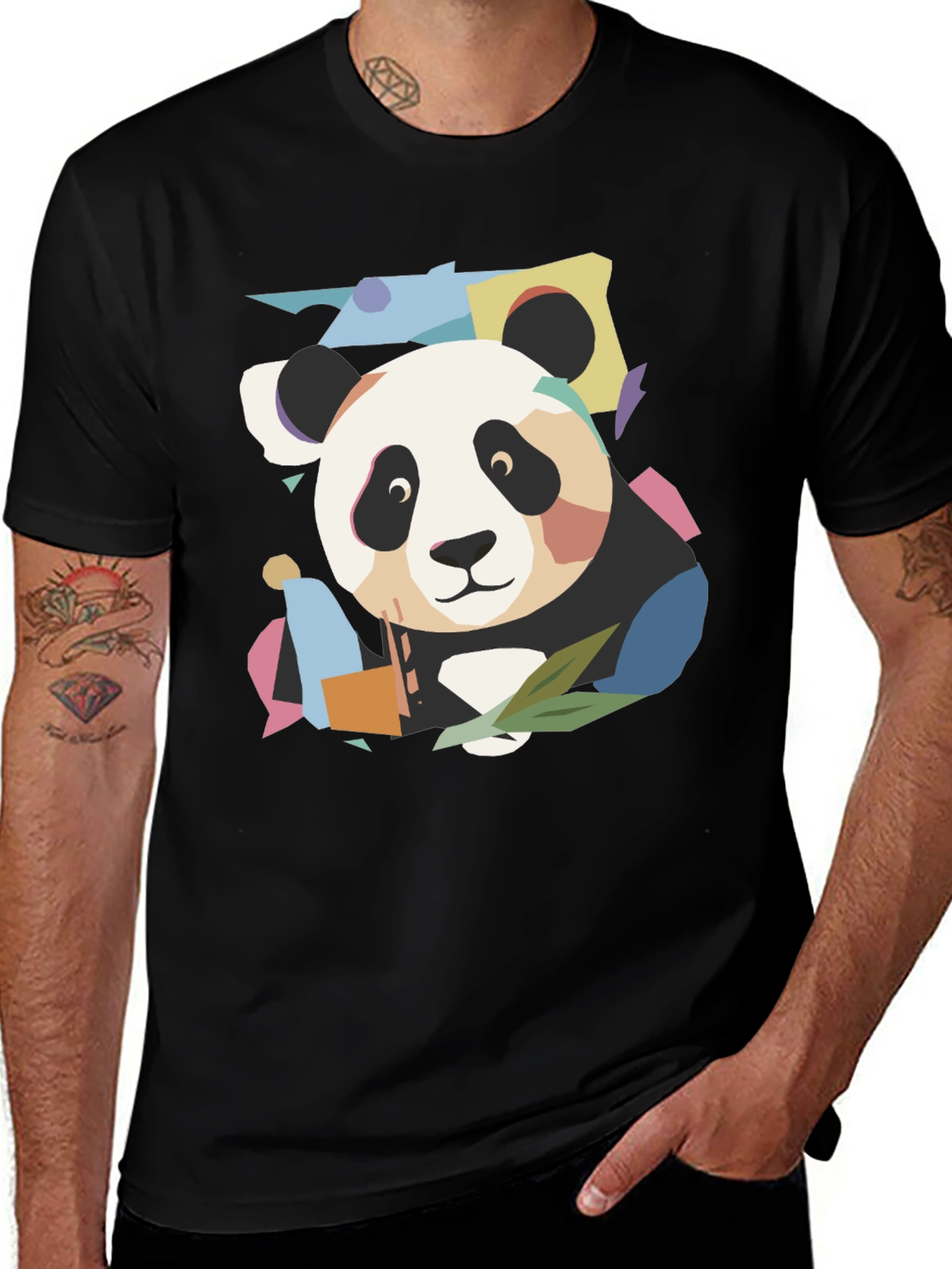 Abstract Panda Graphic T-Shirt