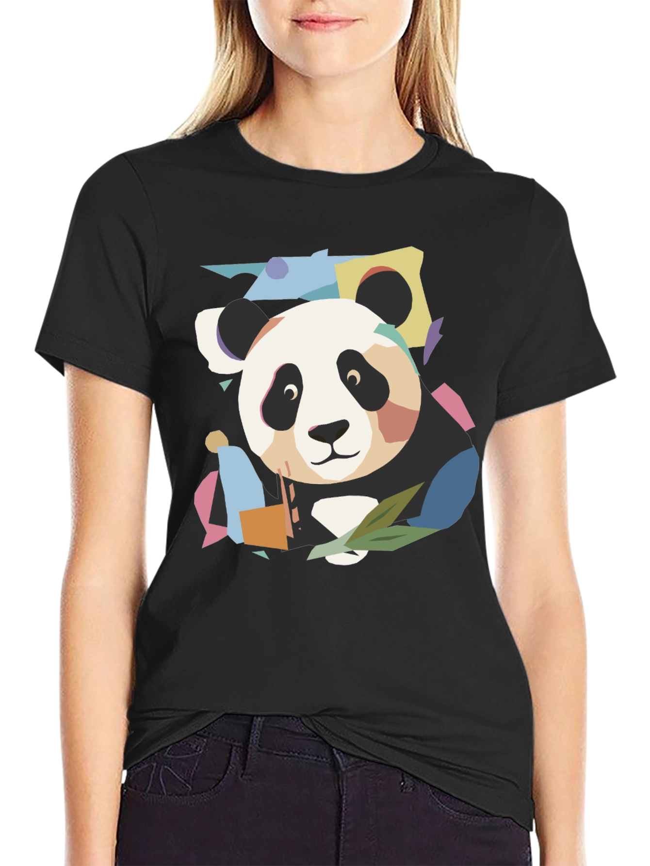 Abstract Panda Graphic T-Shirt