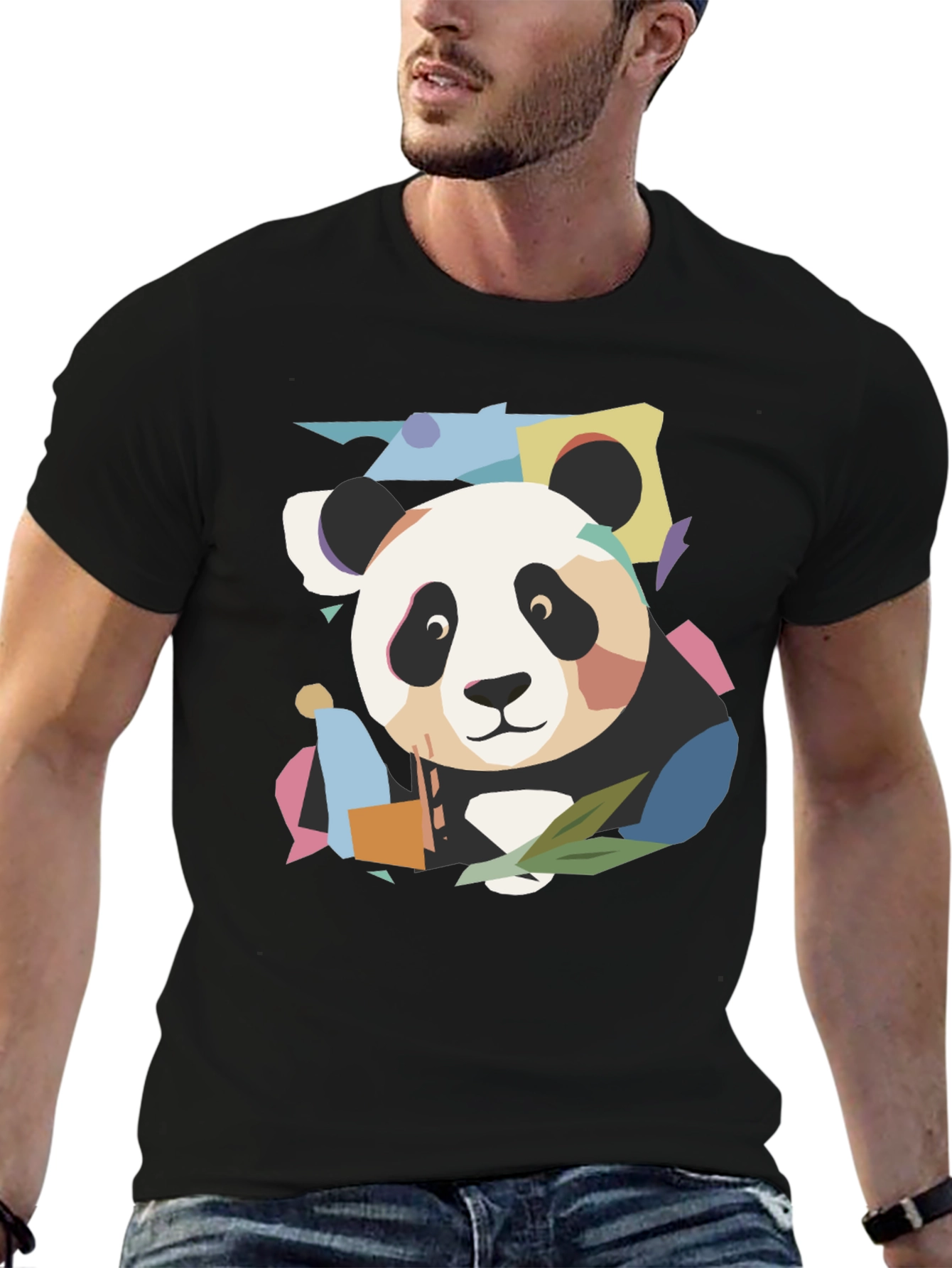 Abstract Panda Graphic T-Shirt