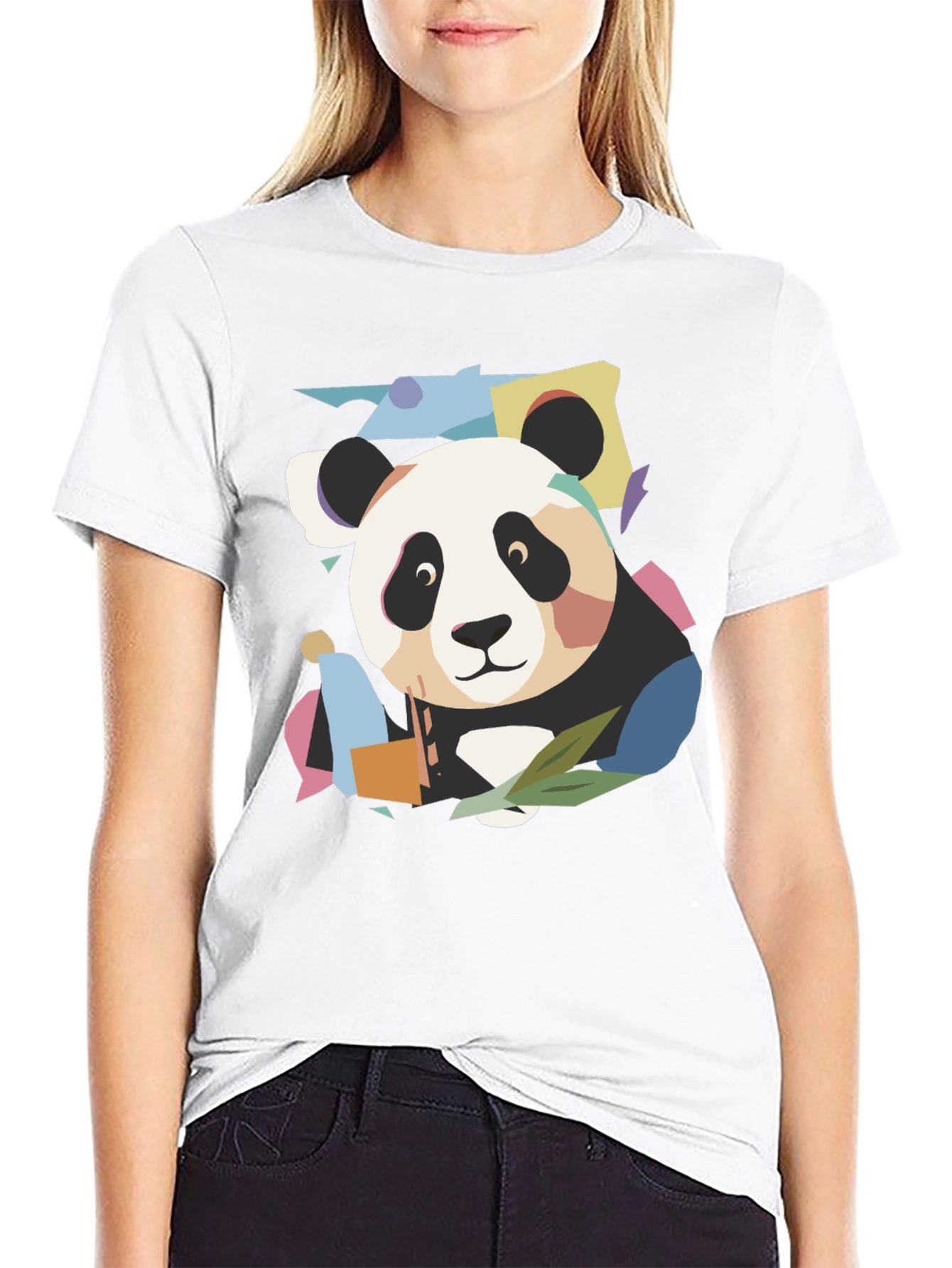 Abstract Panda Graphic T-Shirt
