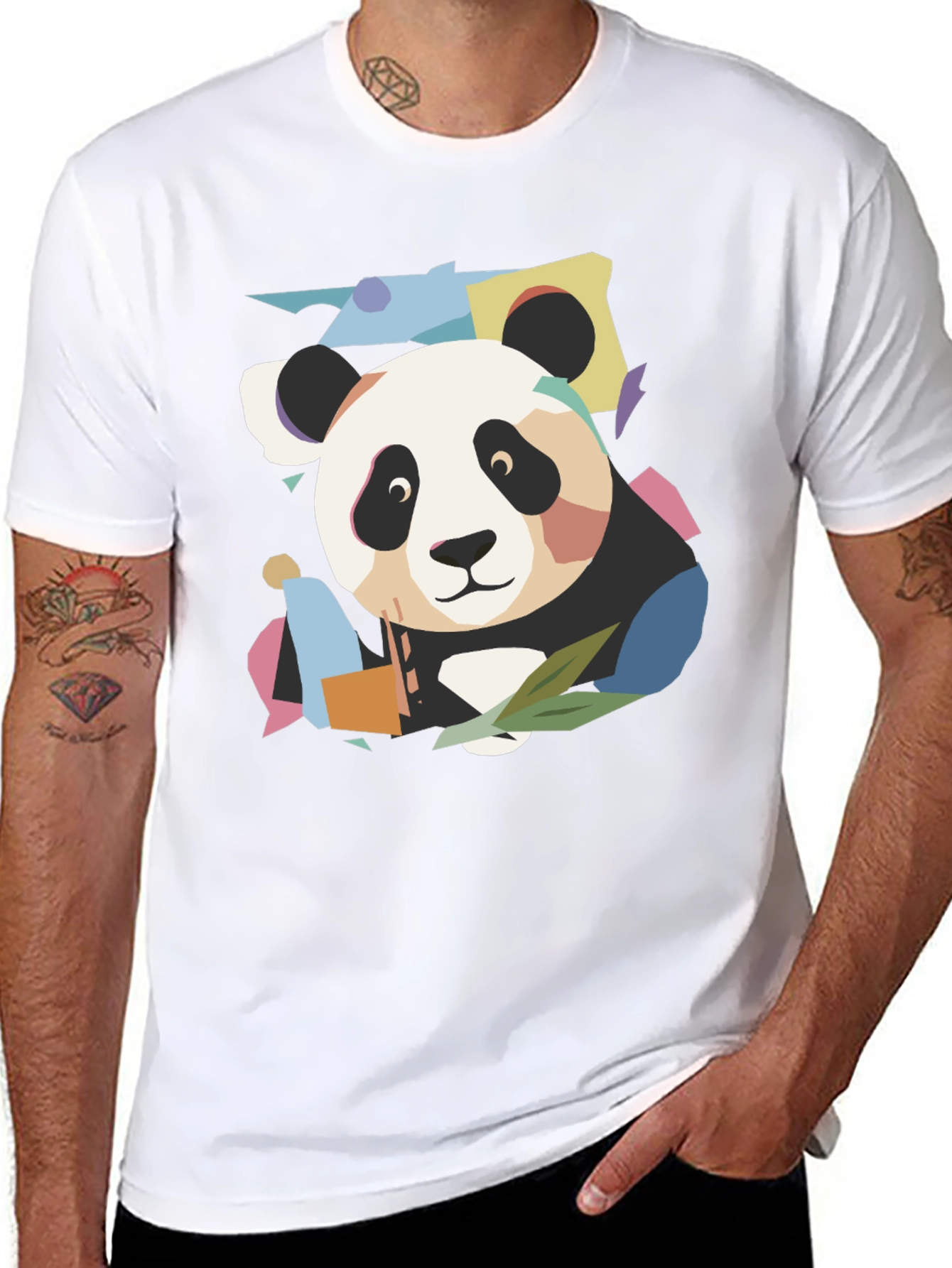 Abstract Panda Graphic T-Shirt