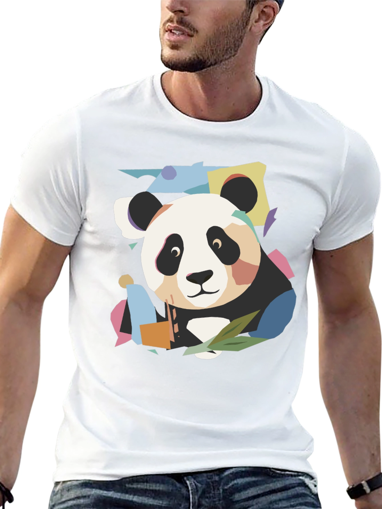 Abstract Panda Graphic T-Shirt