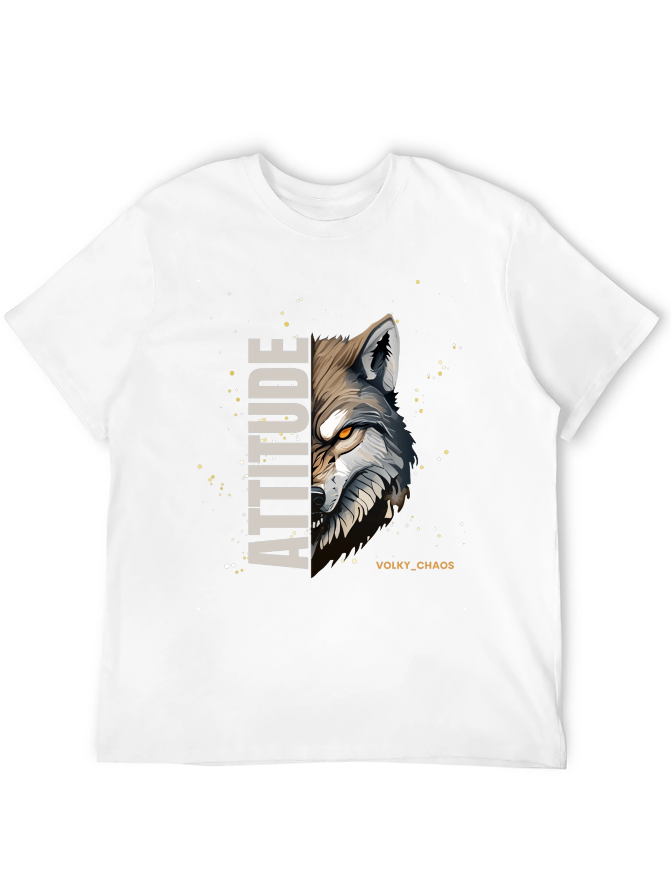 Attitude Wolf Graphic Print Black T-Shirt