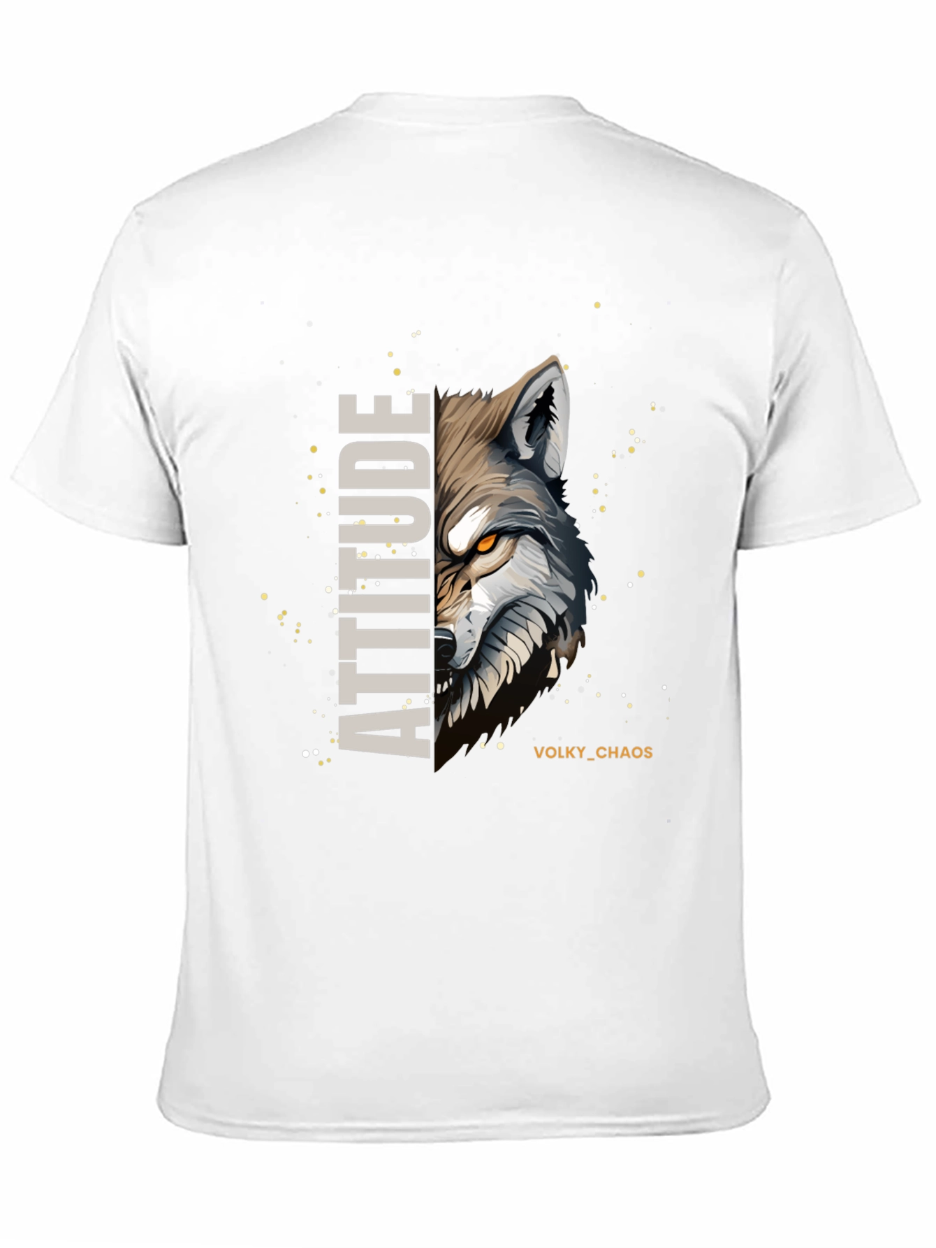 Attitude Wolf Graphic Print Black T-Shirt
