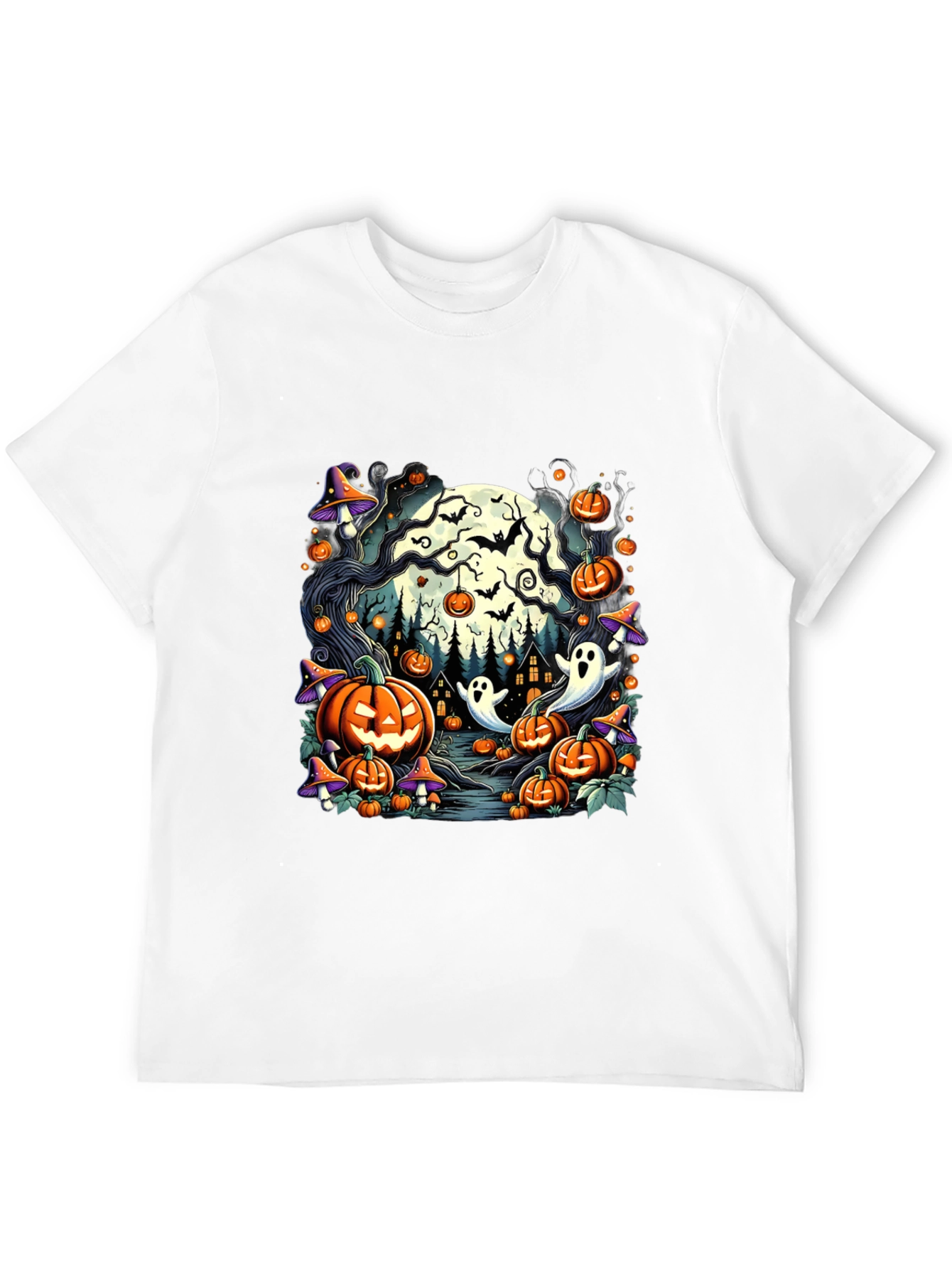 Spooky Halloween Pumpkin Ghost Graphic T-Shirt