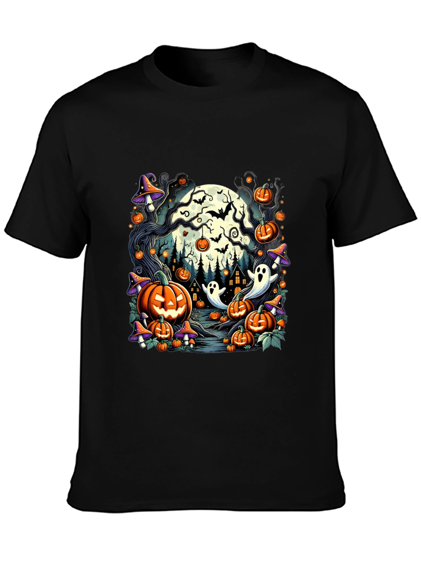 Spooky Halloween Pumpkin Ghost Graphic T-Shirt