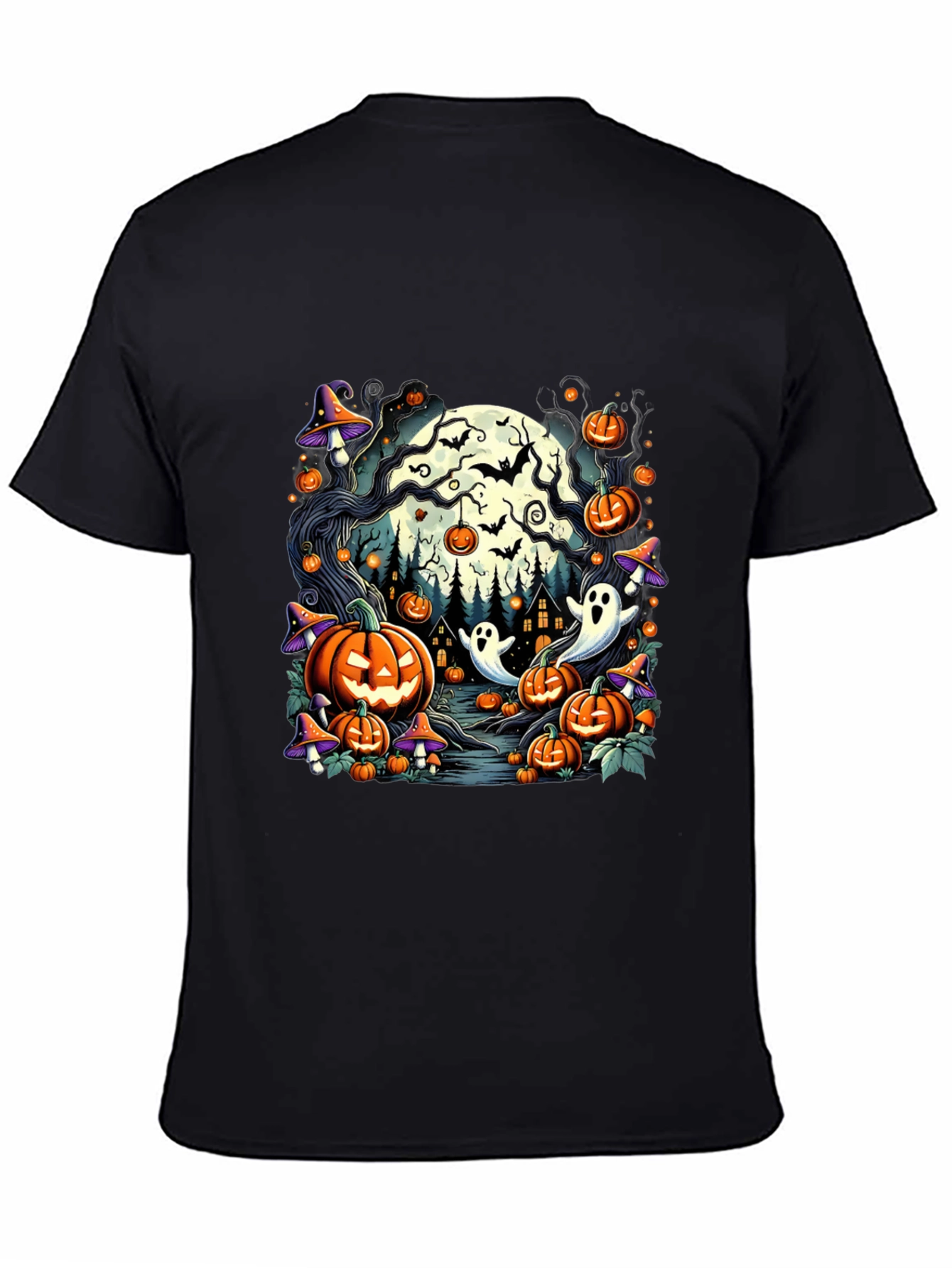Spooky Halloween Pumpkin Ghost Graphic T-Shirt