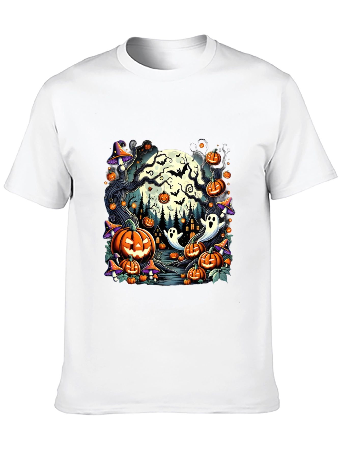 Spooky Halloween Pumpkin Ghost Graphic T-Shirt
