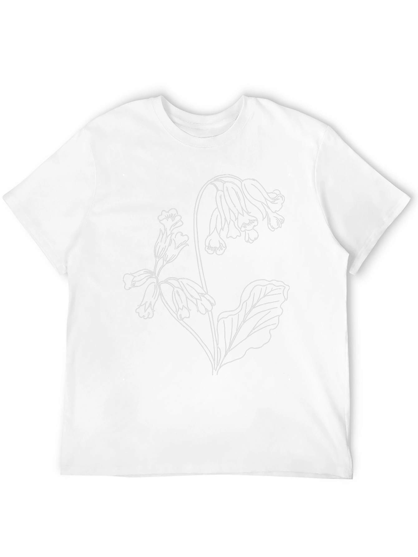 Black Floral Outline Tee - Botanical Design