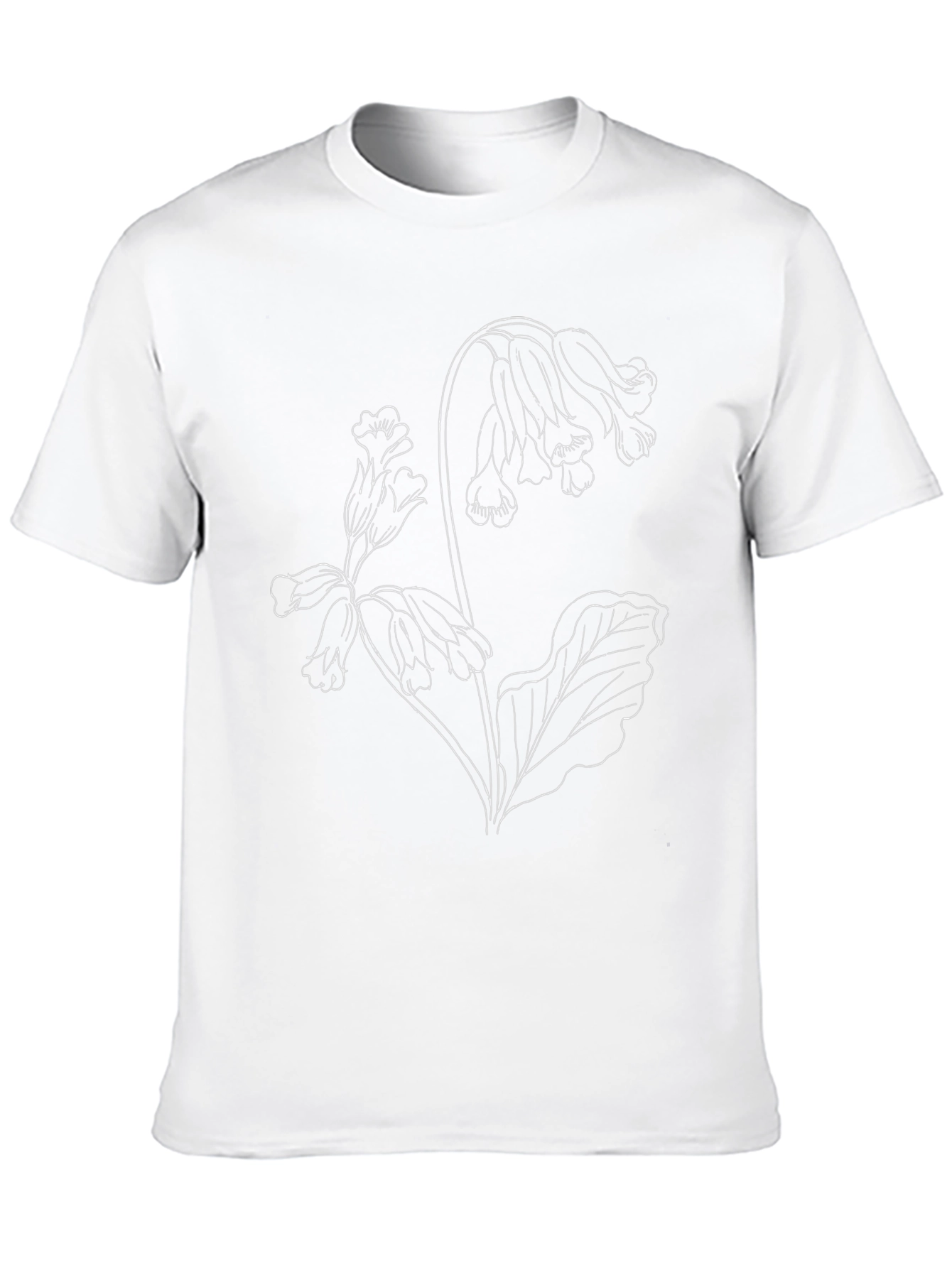 Black Floral Outline Tee - Botanical Design