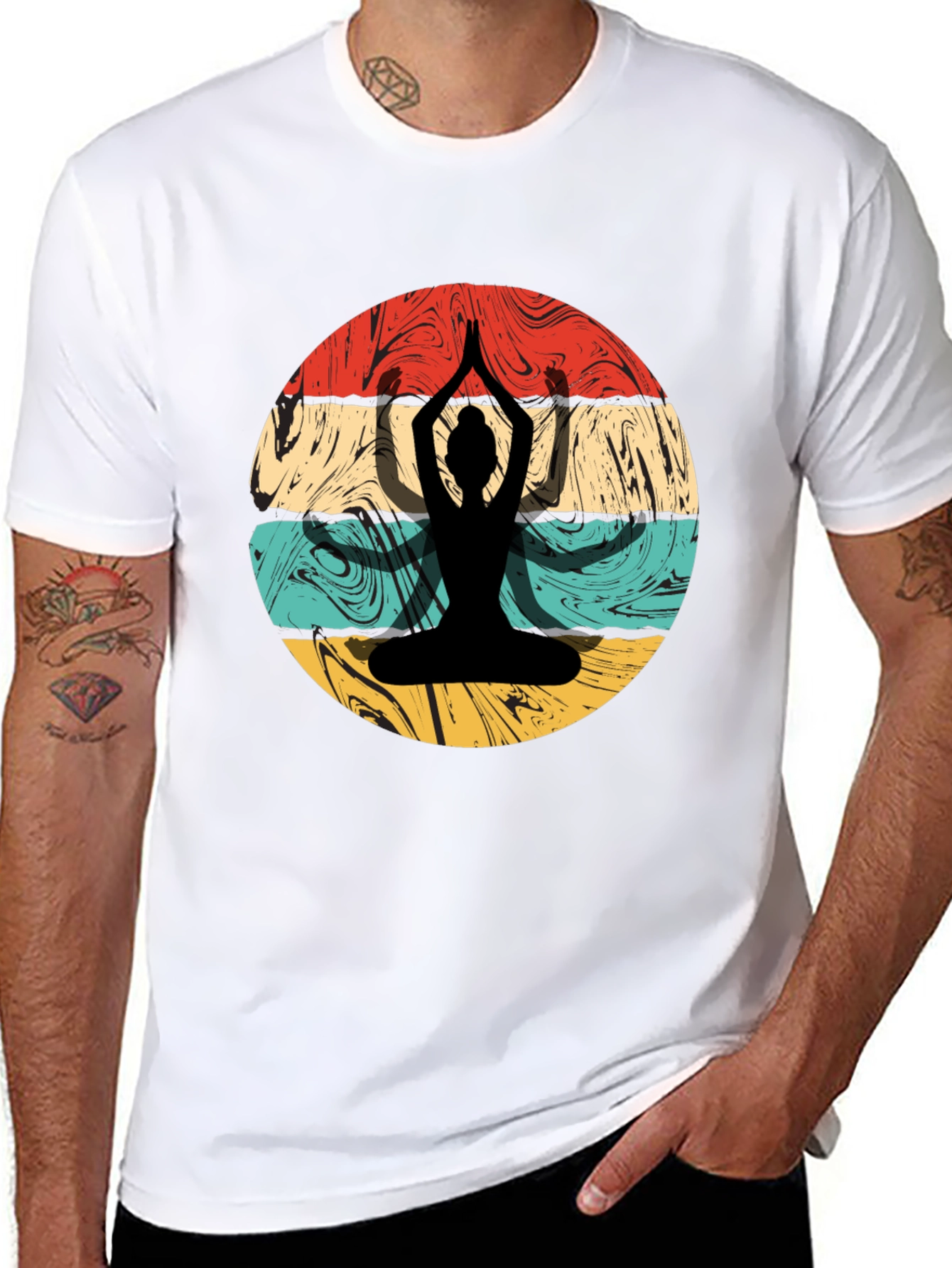 Yoga Silhouette Retro Graphic T-Shirt