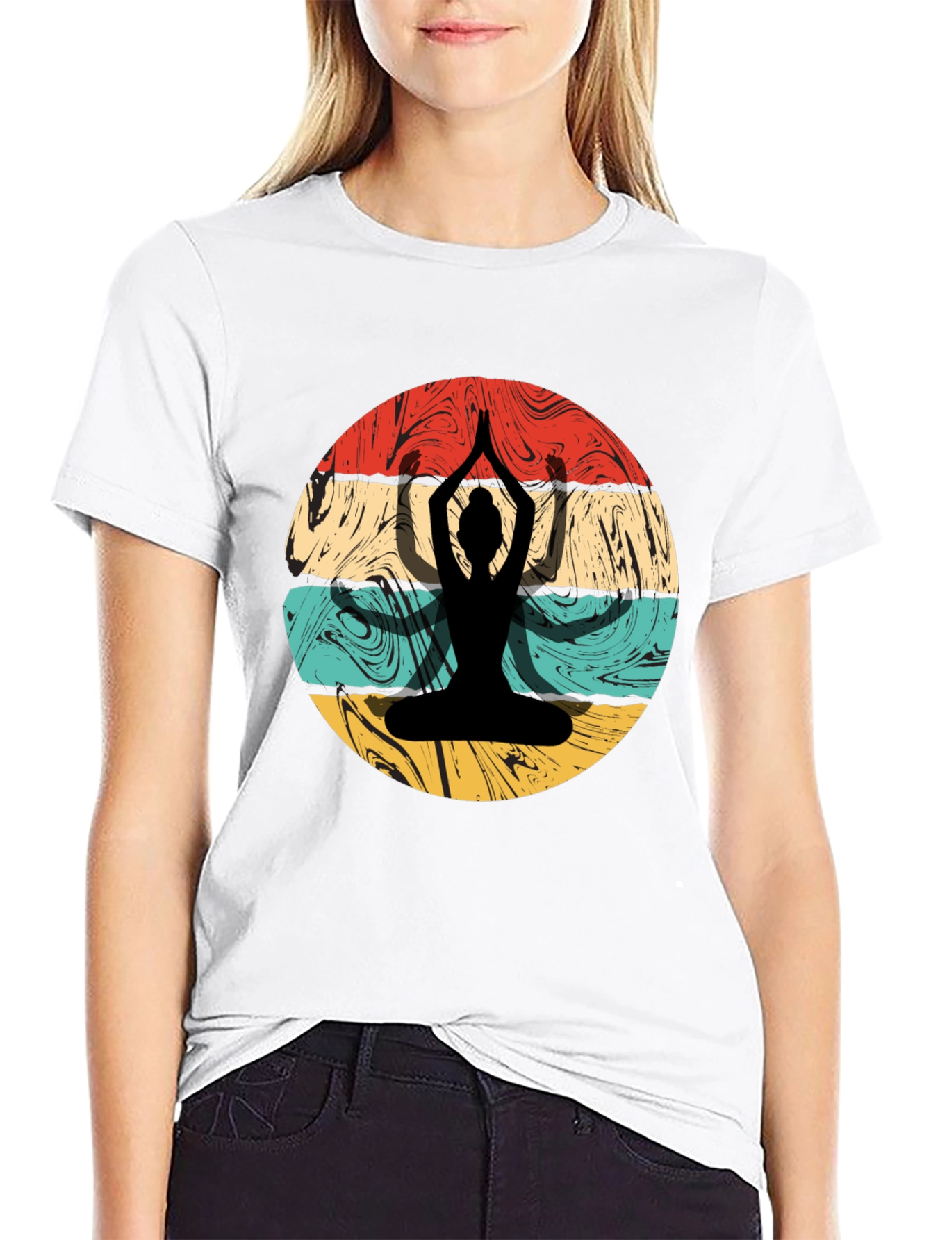 Yoga Silhouette Retro Graphic T-Shirt