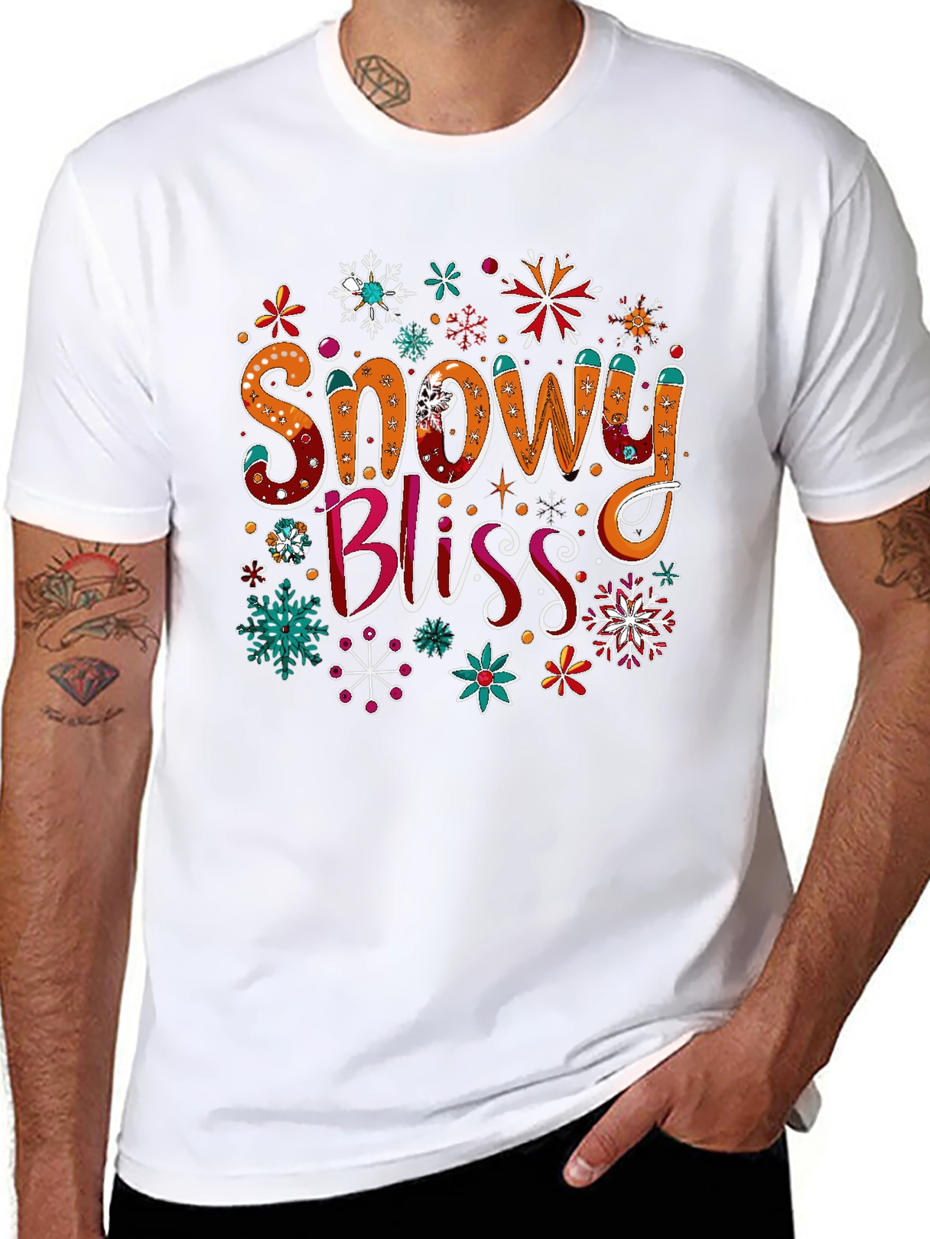 Snowy Bliss Graphic Tee - Holiday Festive Shirt