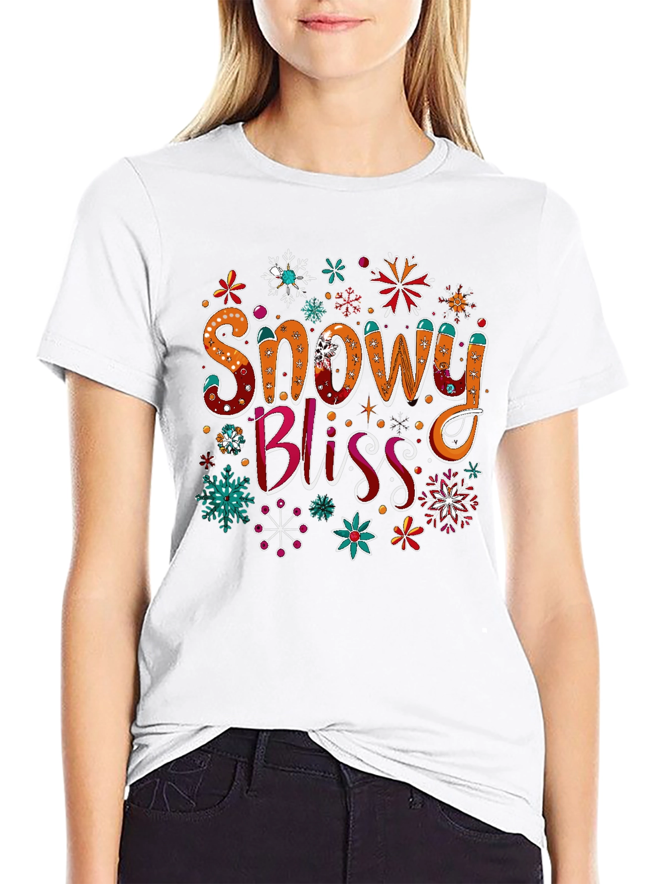 Snowy Bliss Graphic Tee - Holiday Festive Shirt