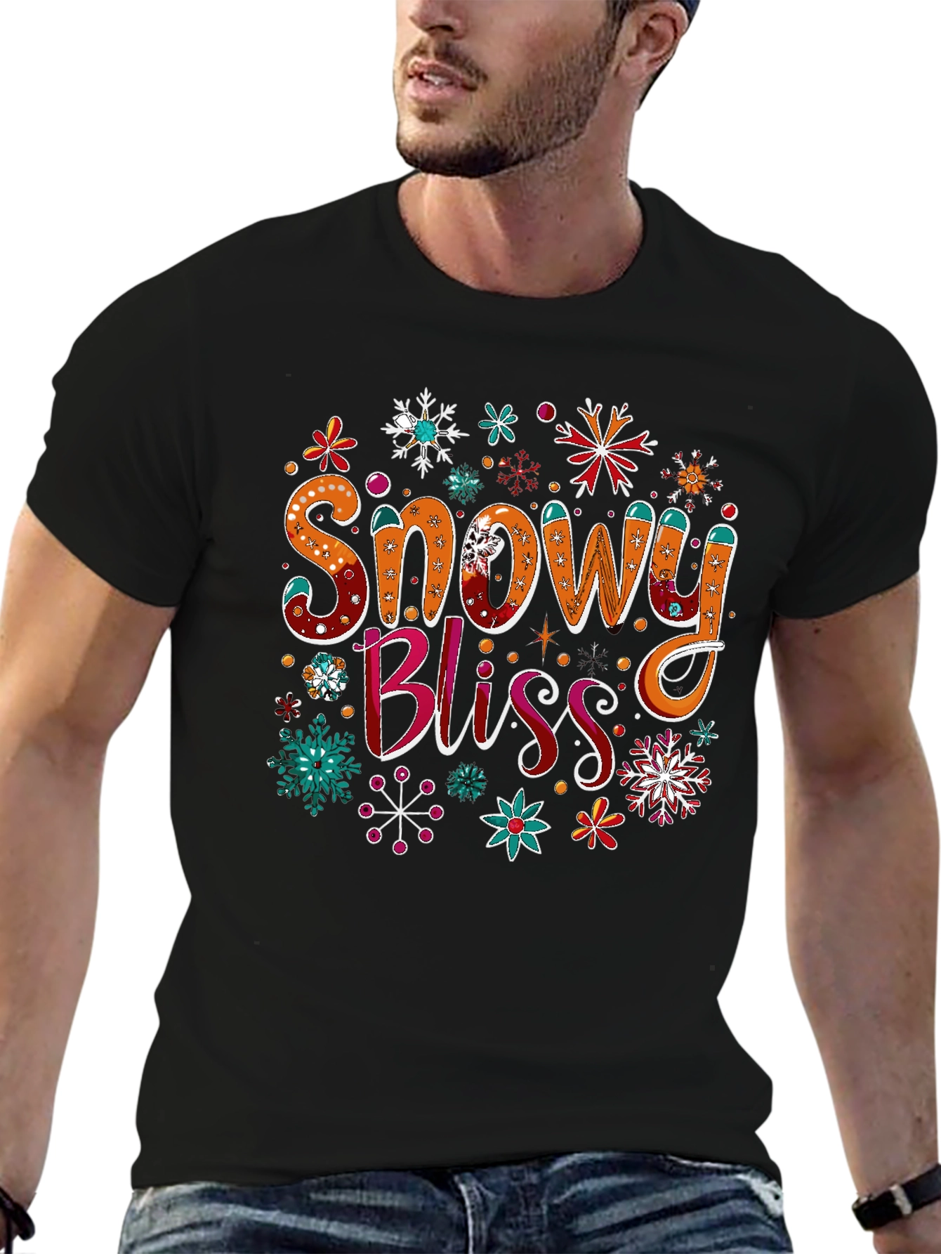 Snowy Bliss Graphic Tee - Holiday Festive Shirt