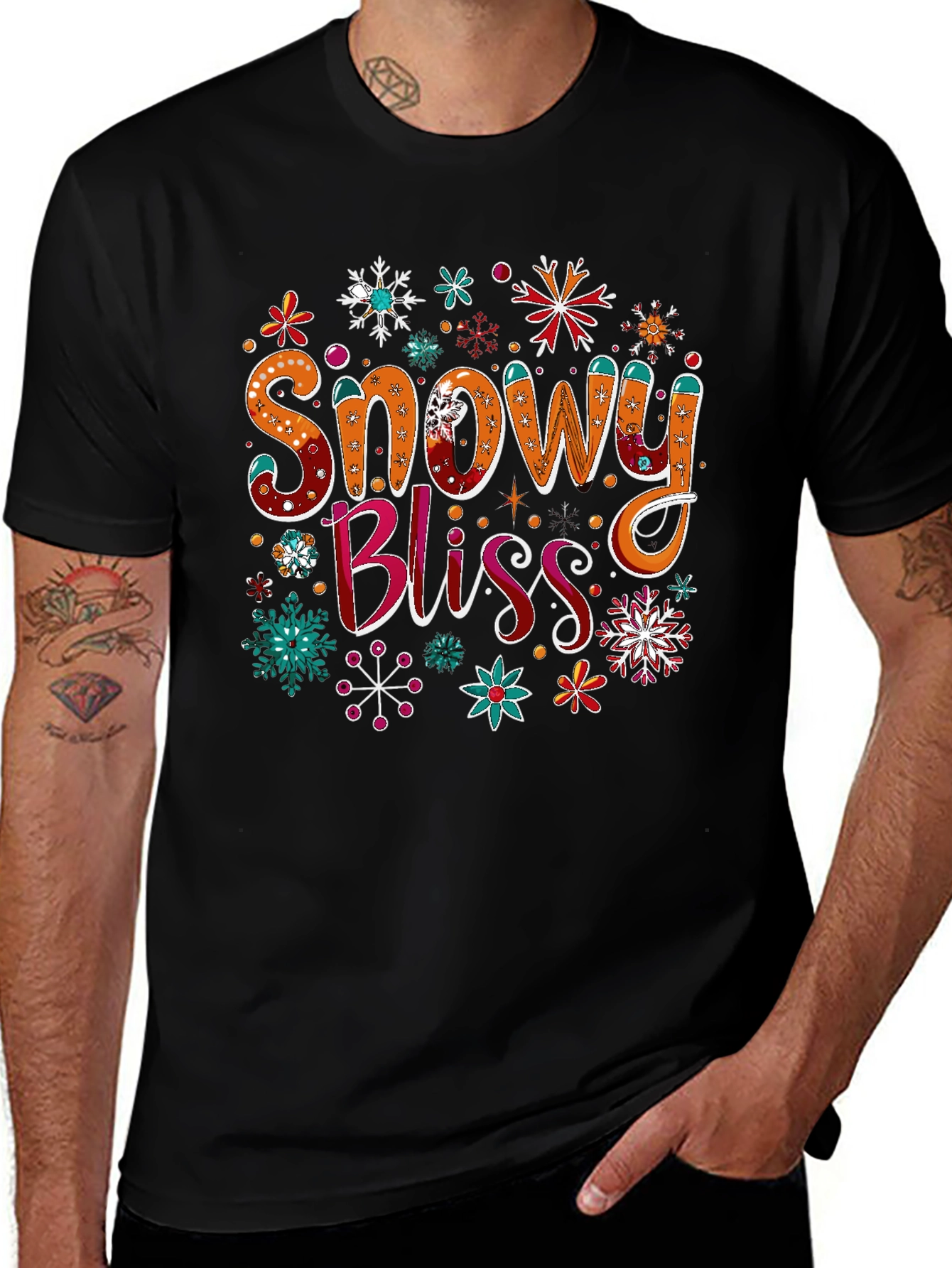 Snowy Bliss Graphic Tee - Holiday Festive Shirt