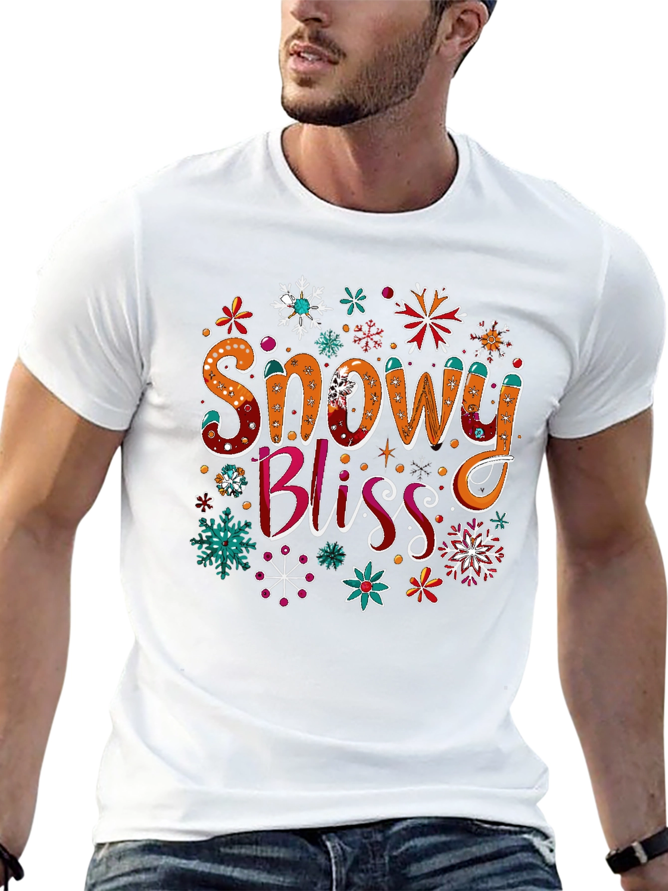 Snowy Bliss Graphic Tee - Holiday Festive Shirt