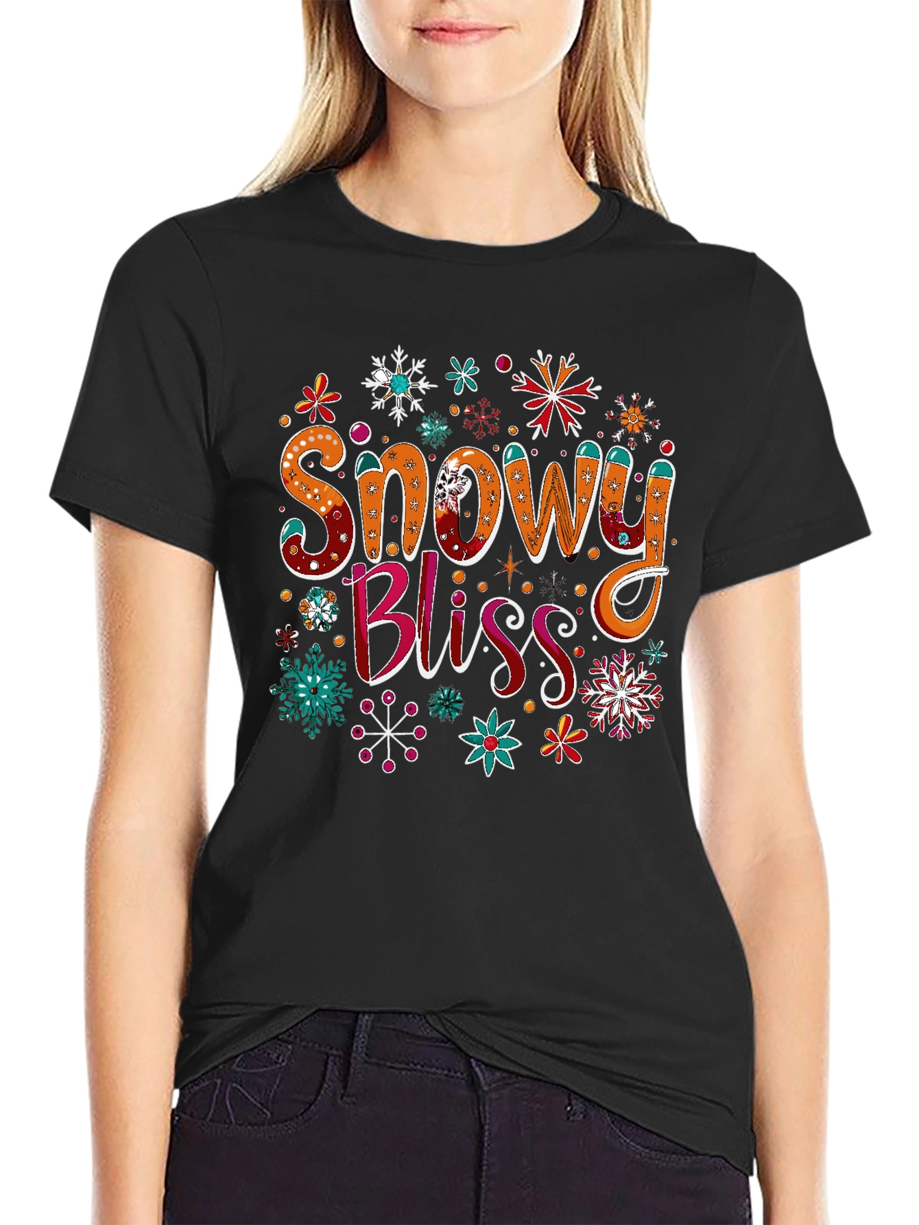 Snowy Bliss Graphic Tee - Holiday Festive Shirt