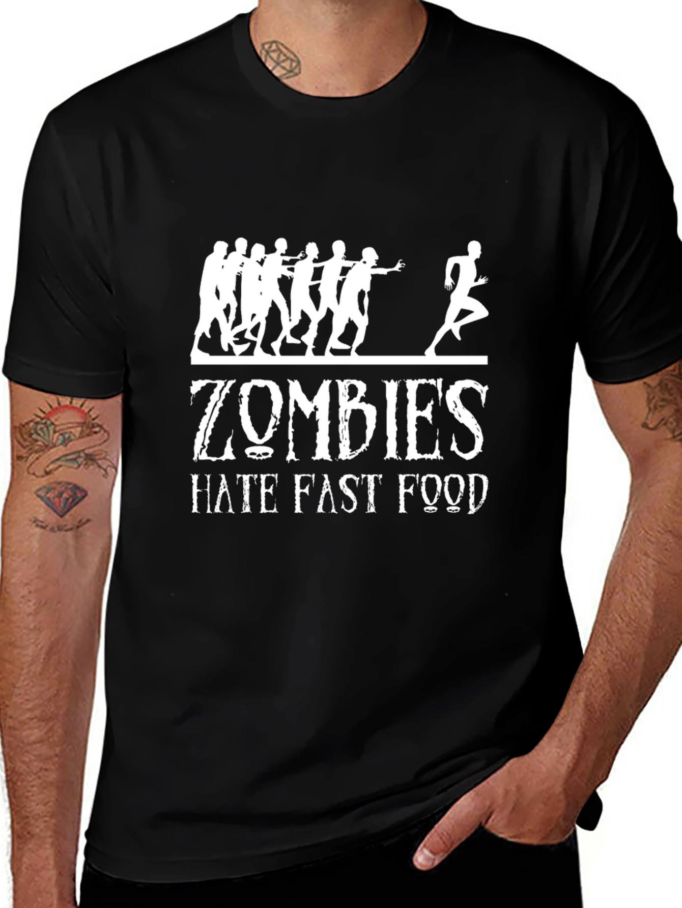 Zombies Hate Fast Food Graphic T-Shirt
