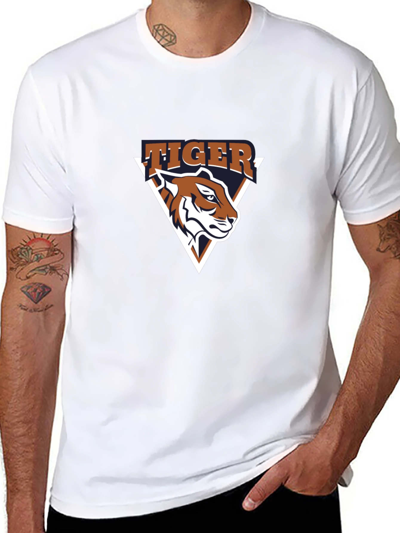 Tiger Graphic Tee - Black Cotton T-Shirt