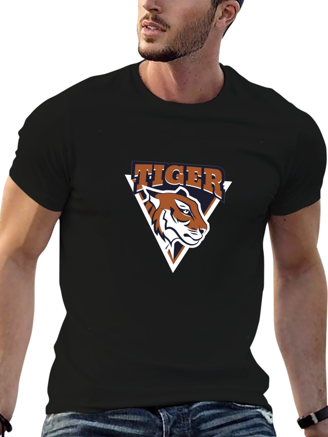 Tiger Graphic Tee - Black Cotton T-Shirt
