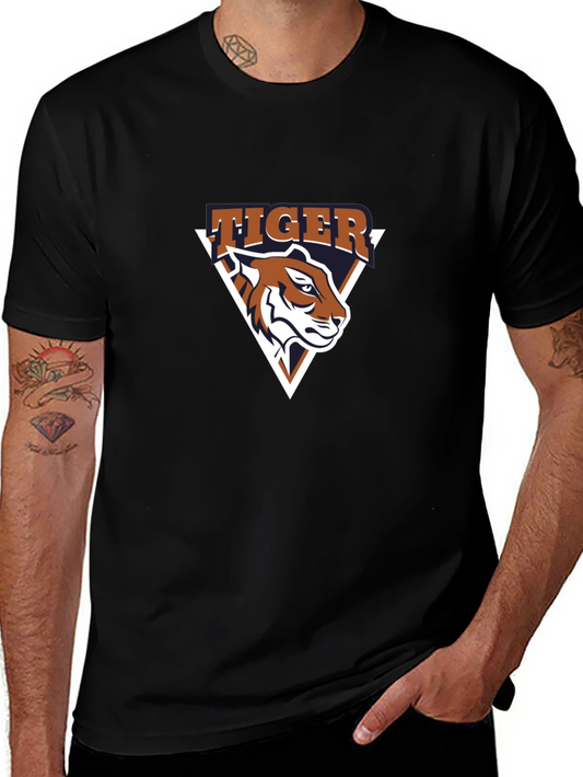 Tiger Graphic Tee - Black Cotton T-Shirt