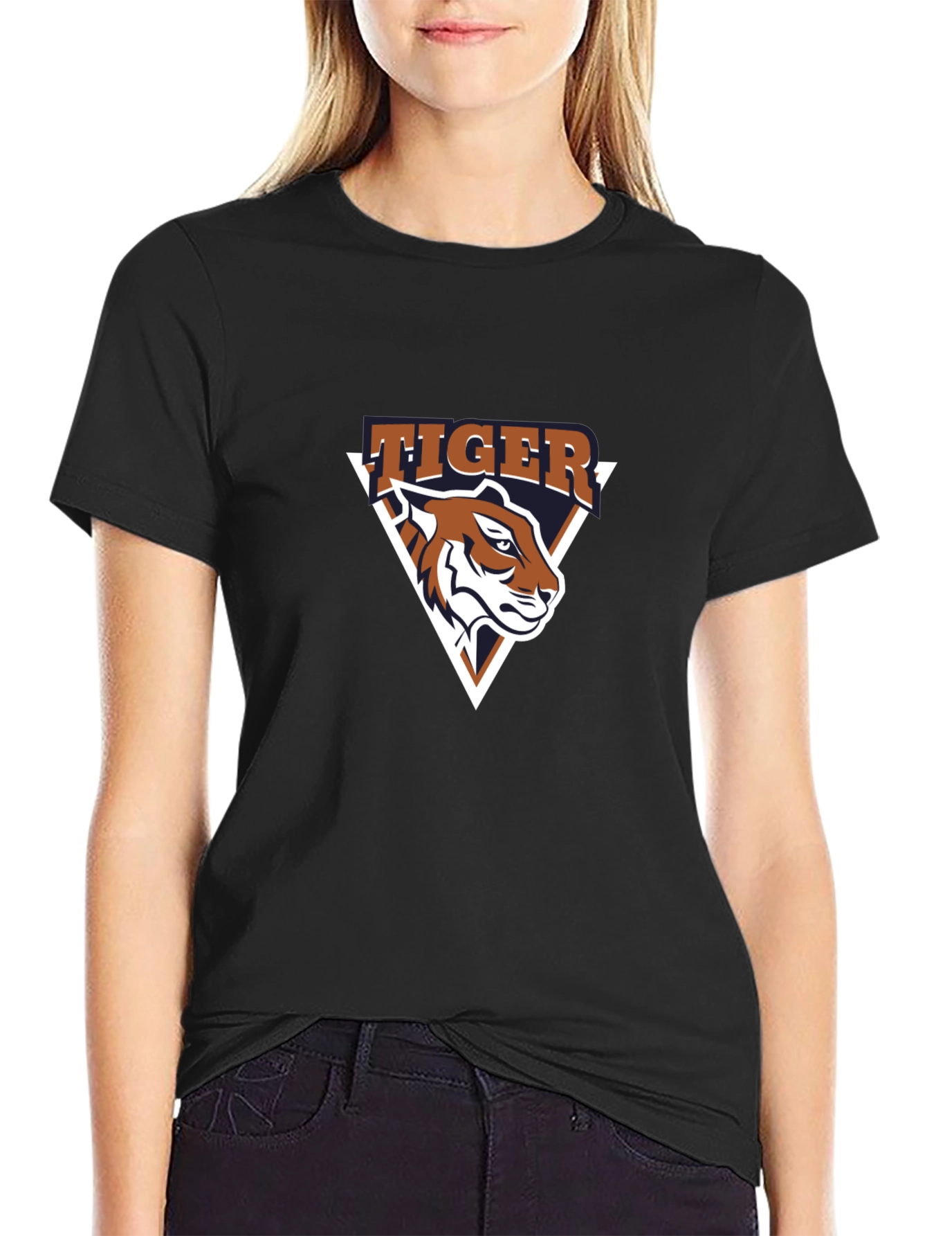 Tiger Graphic Tee - Black Cotton T-Shirt