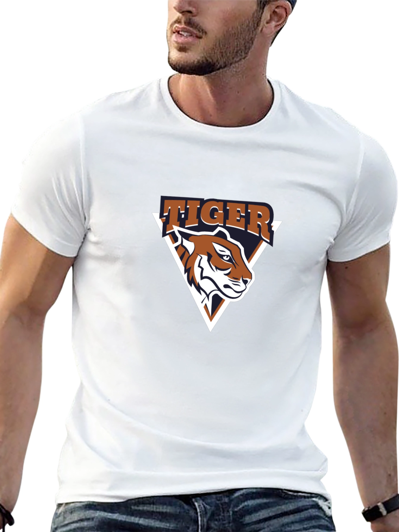 Tiger Graphic Tee - Black Cotton T-Shirt
