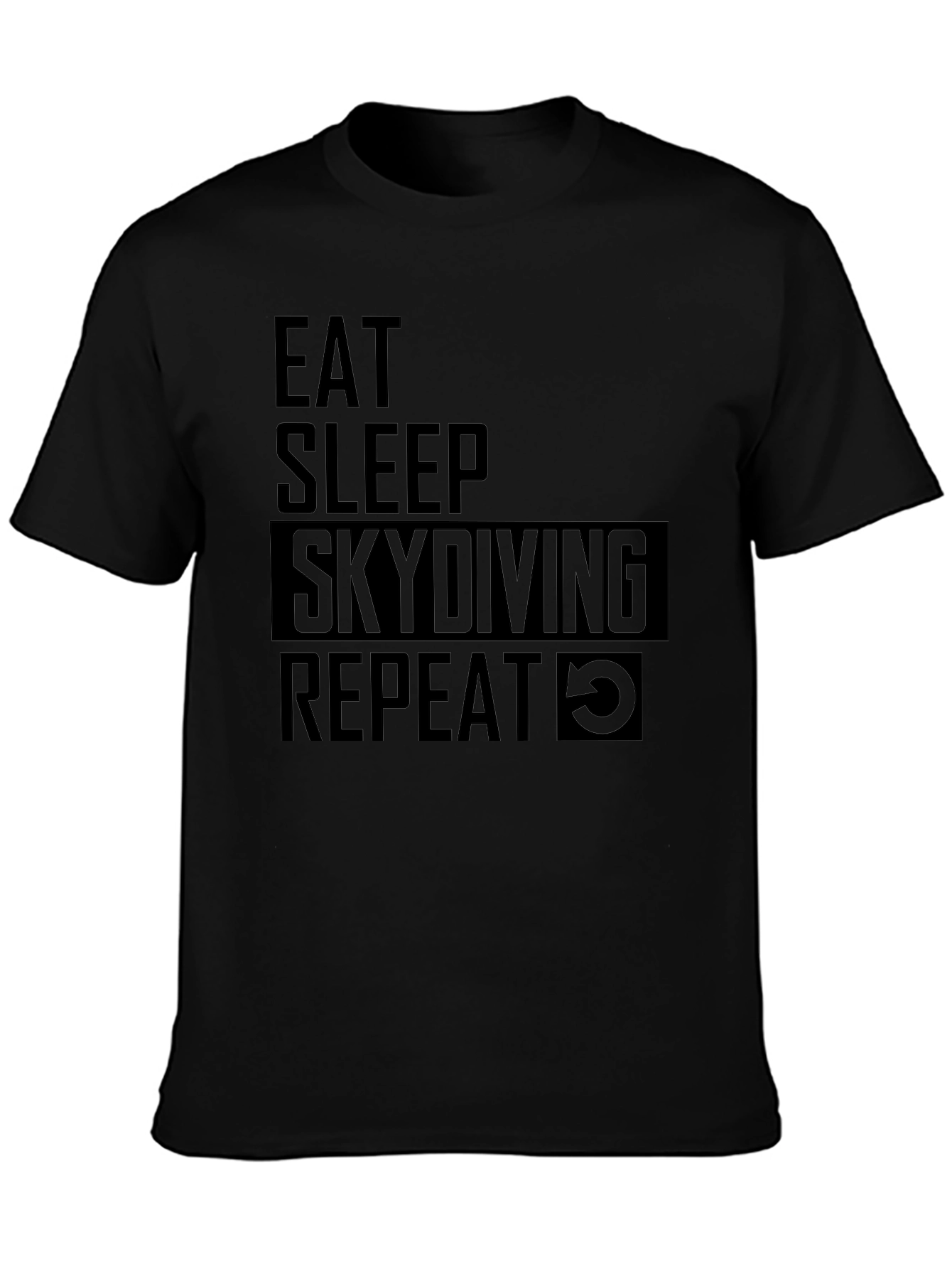 Eat Sleep Skydiving Repeat Black Graphic Tee