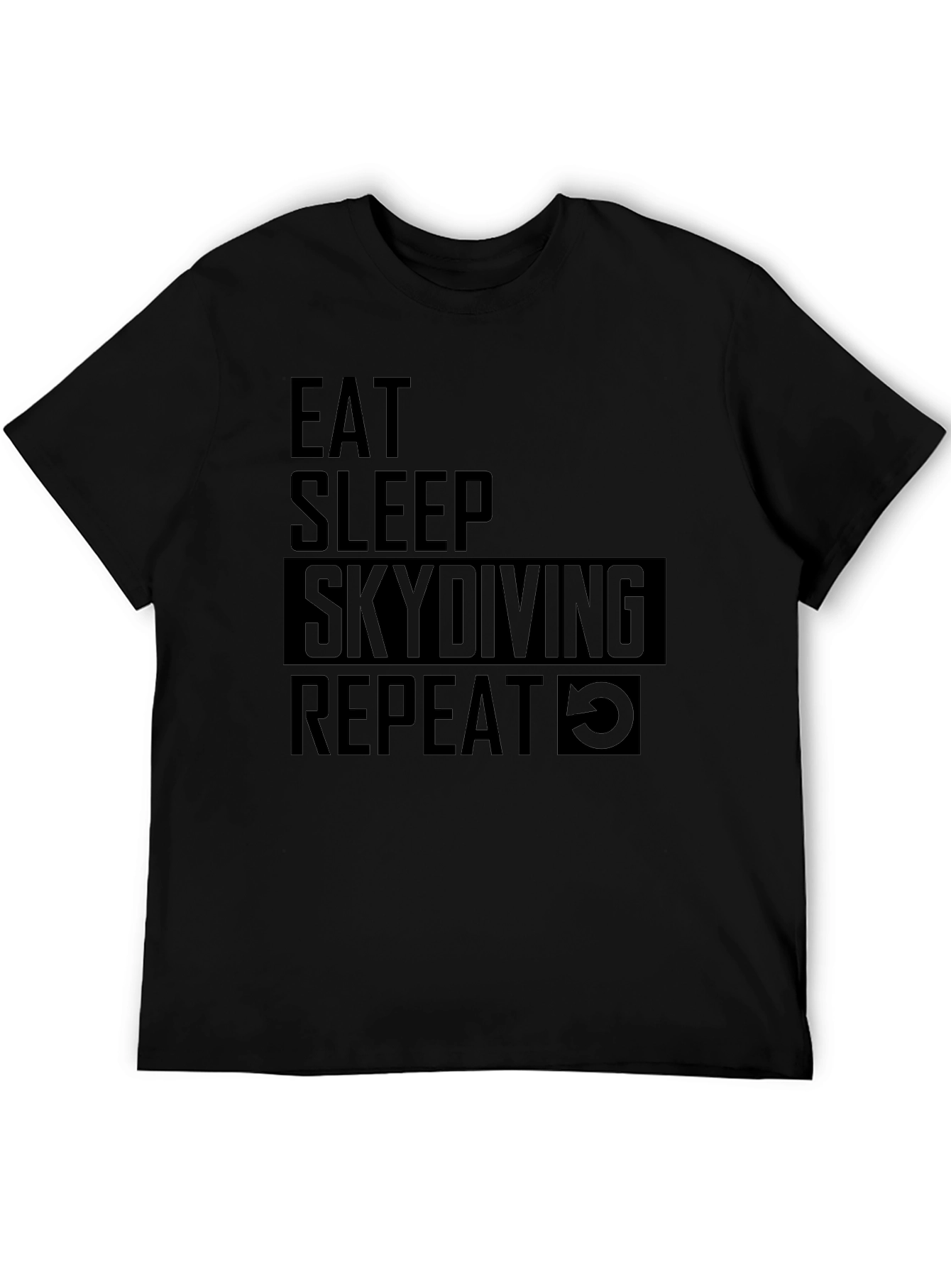 Eat Sleep Skydiving Repeat Black Graphic Tee
