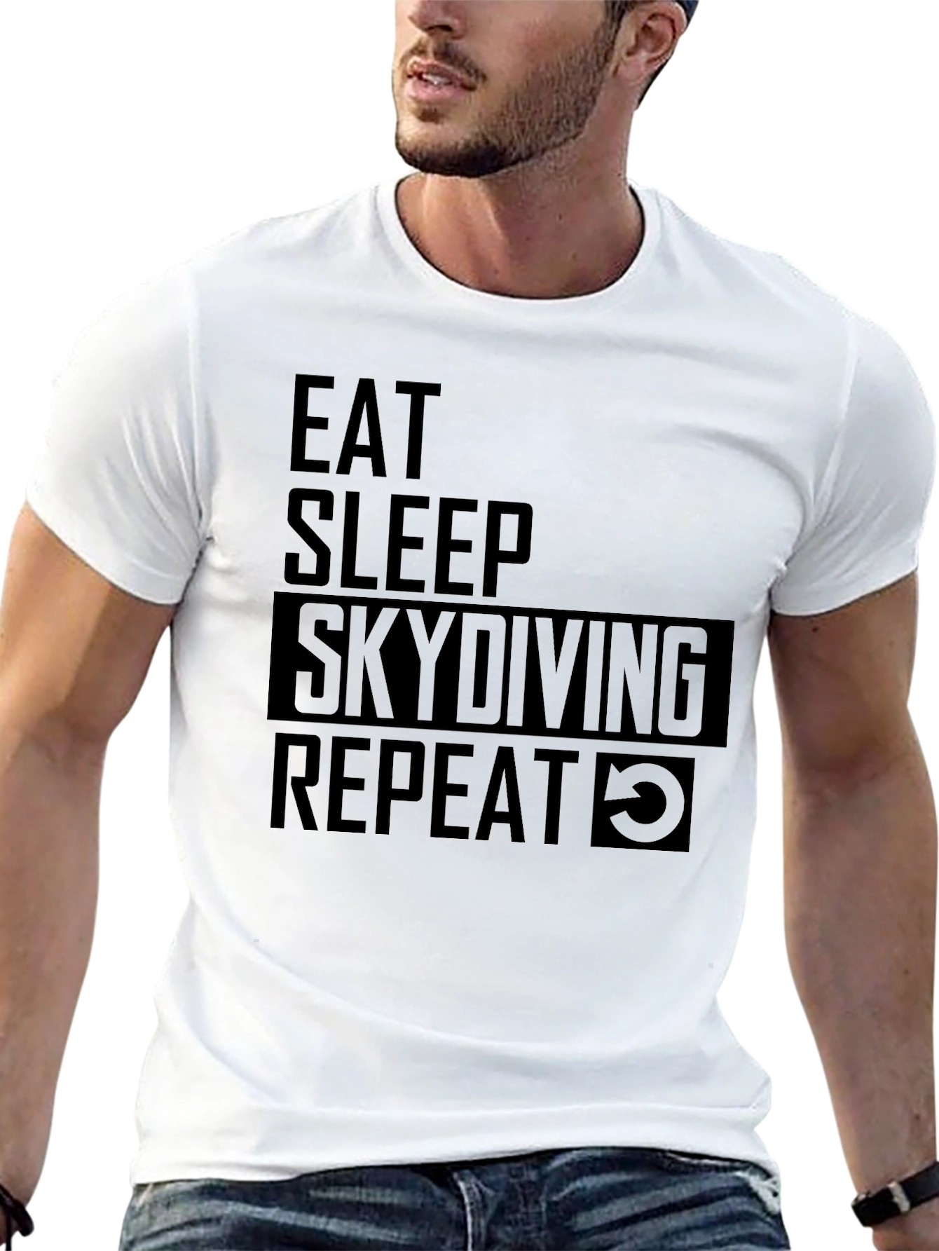 Eat Sleep Skydiving Repeat Black Graphic Tee