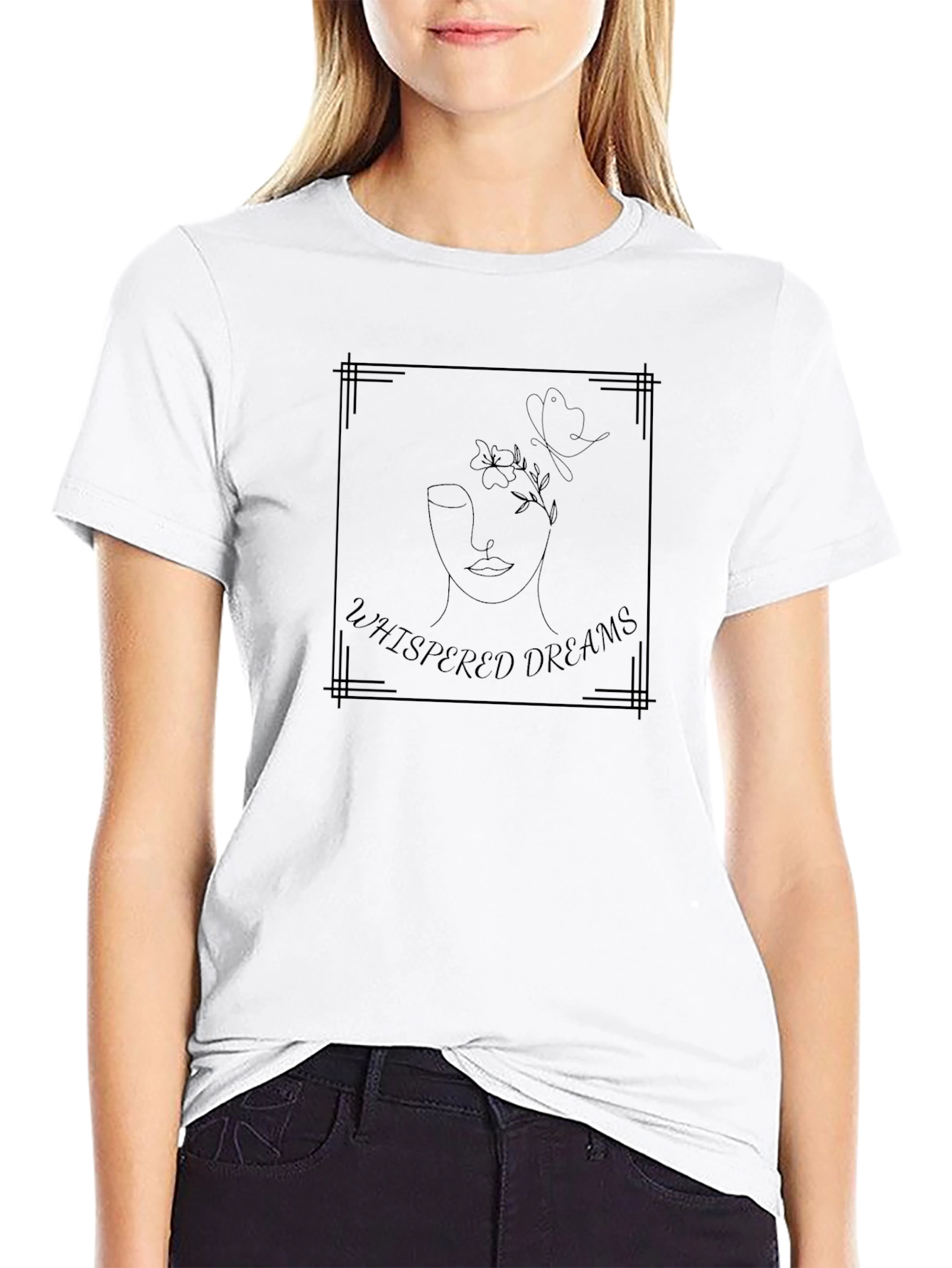 Whispered Dreams Graphic Tee - Black Modern Design