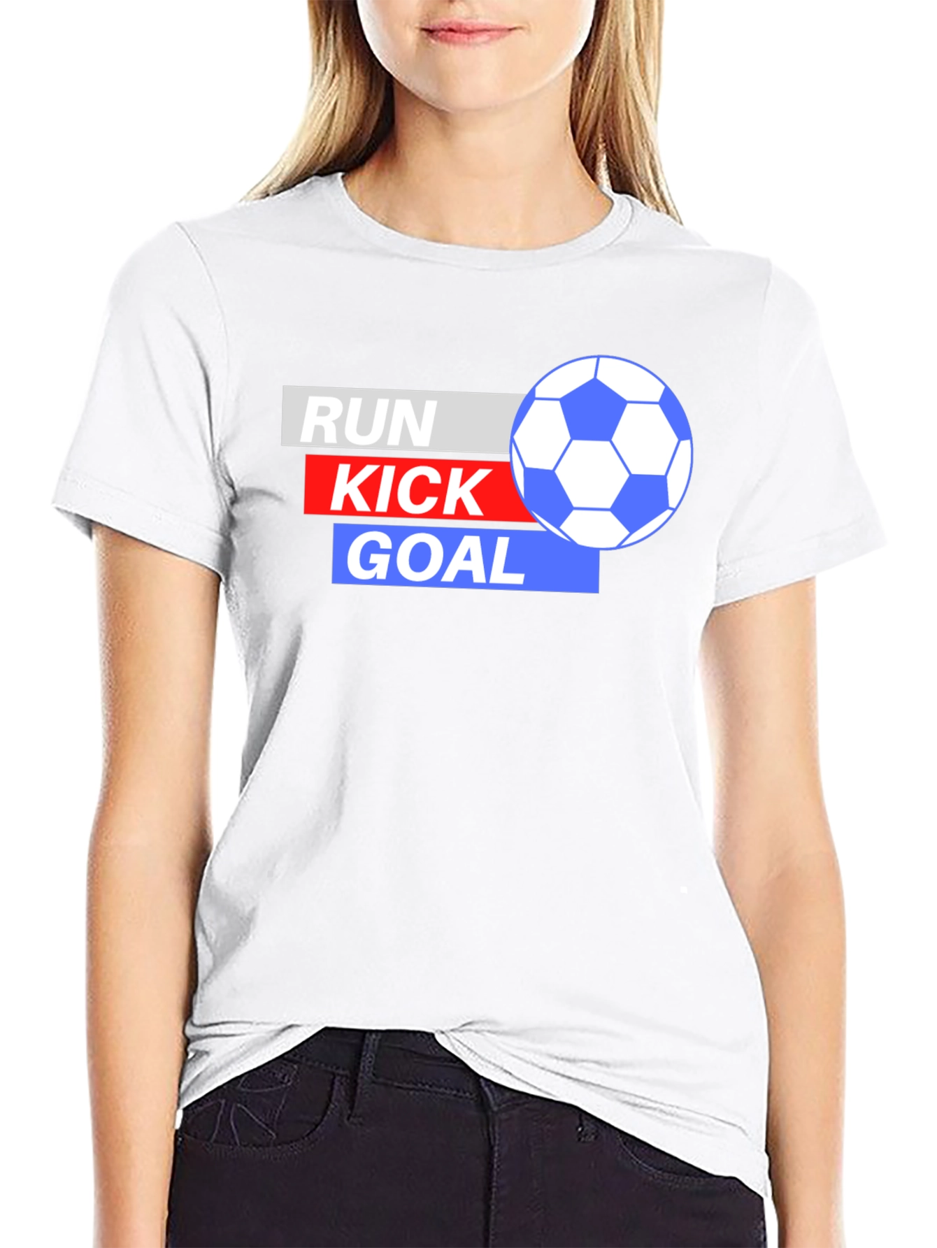 Run Kick Goal Soccer T-Shirt - Black
