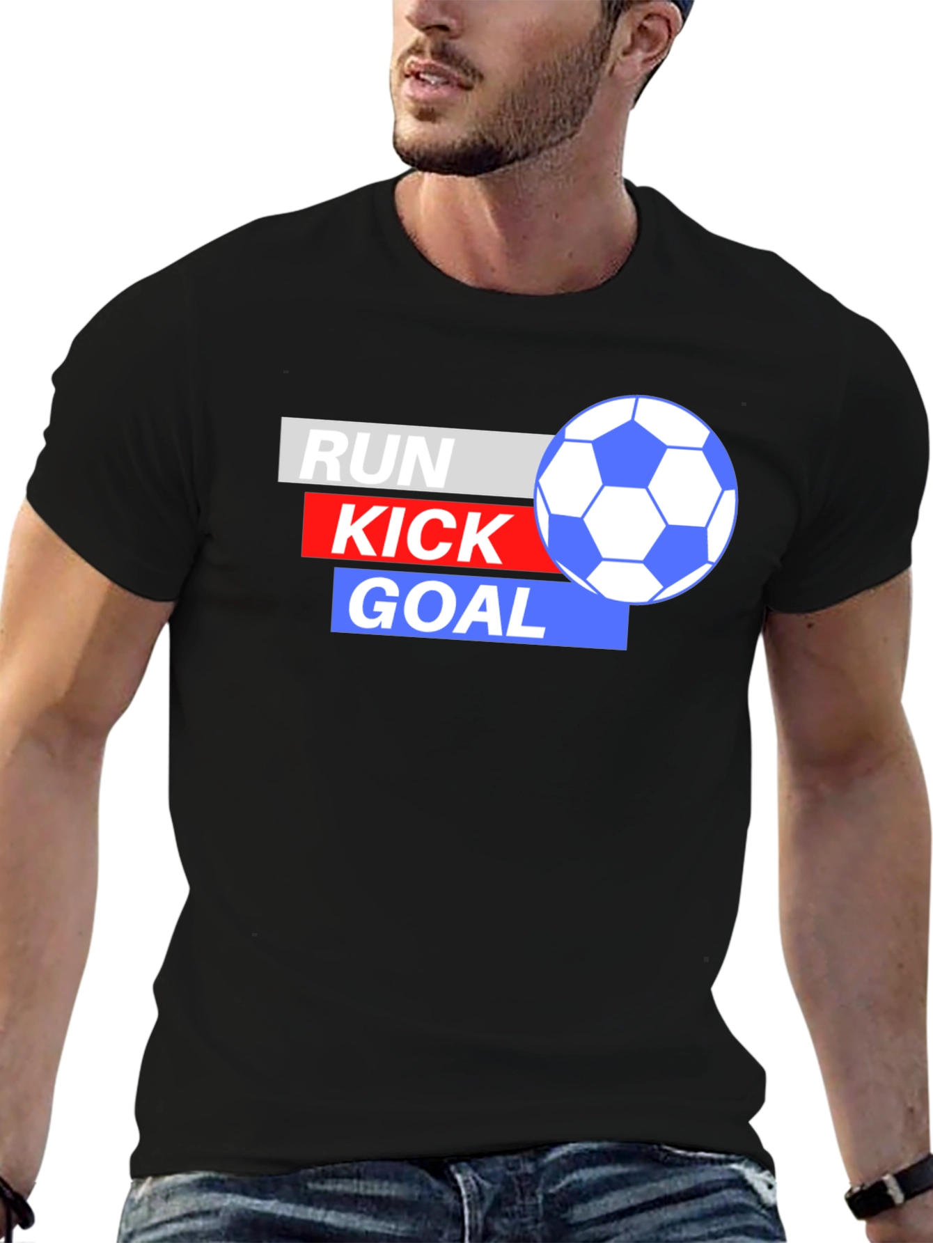 Run Kick Goal Soccer T-Shirt - Black