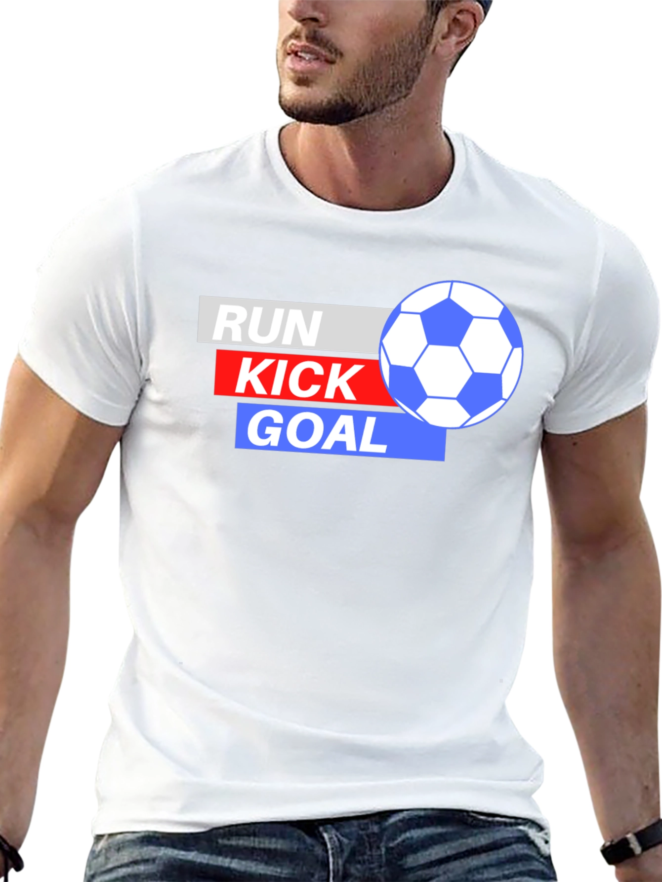 Run Kick Goal Soccer T-Shirt - Black