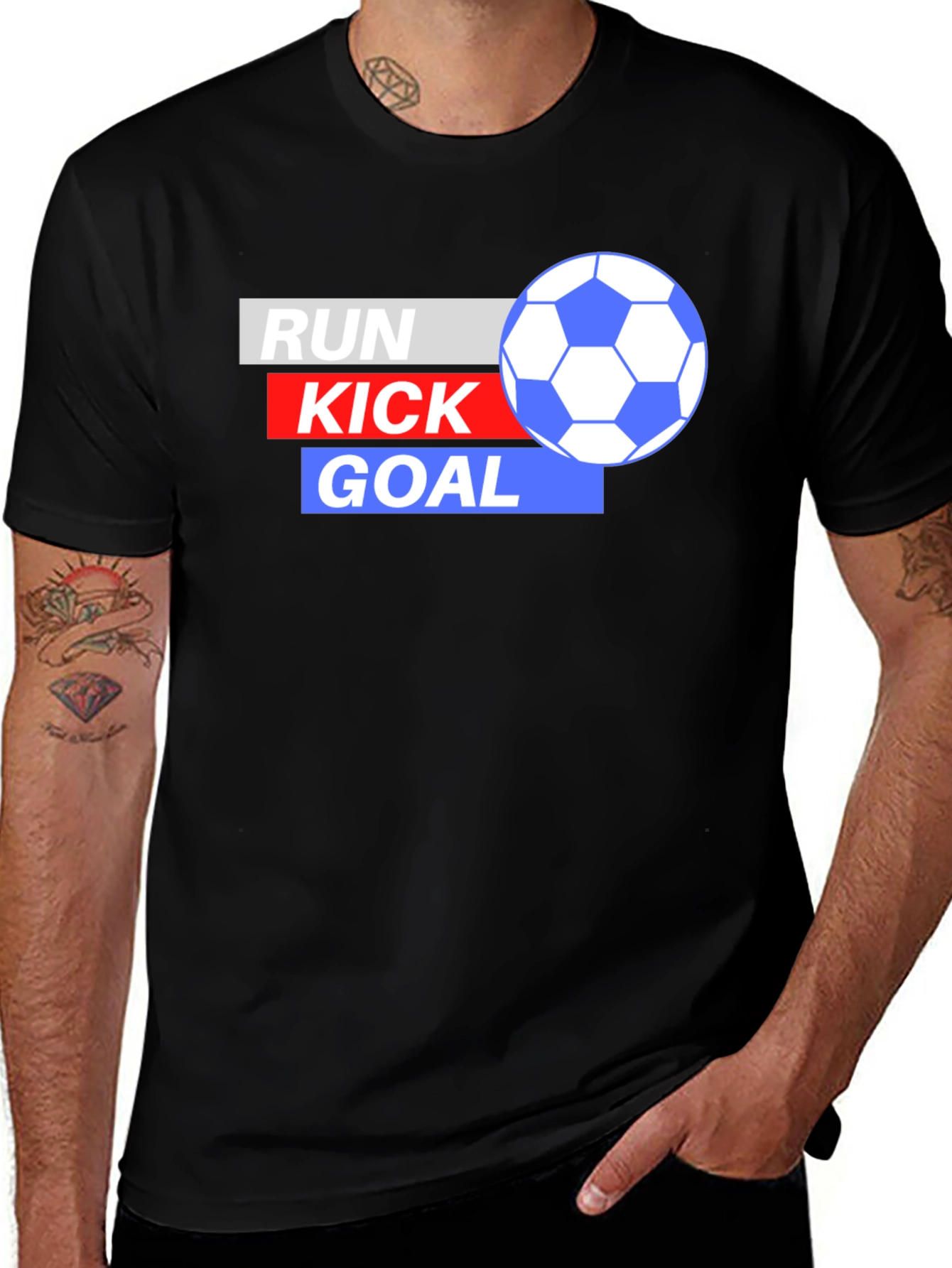 Run Kick Goal Soccer T-Shirt - Black