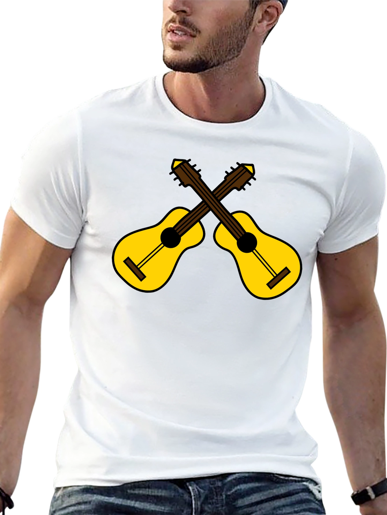 Crossed Guitars Graphic Tee - Black