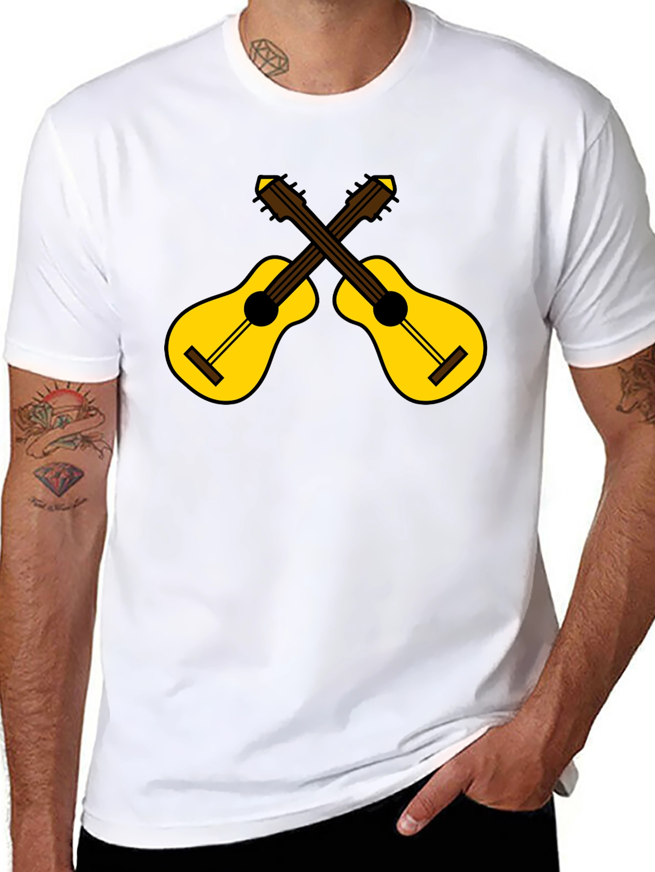 Crossed Guitars Graphic Tee - Black